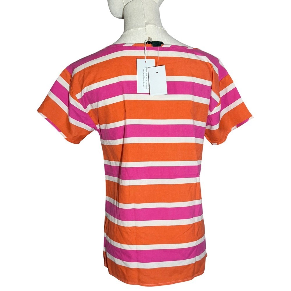 NWT J-Crew 100% Silk striped blouse PInk/multi xxs