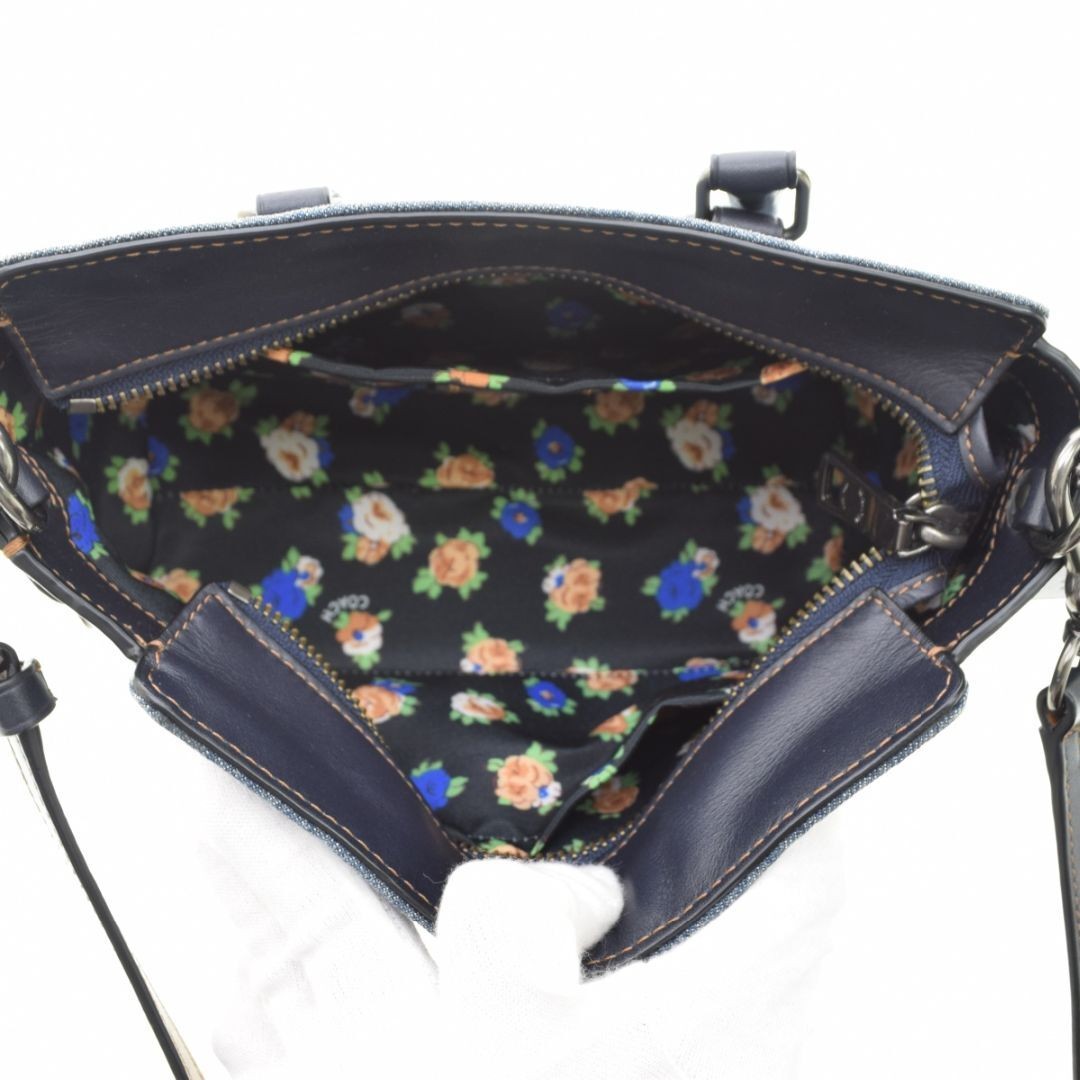 COACH F57575 Denim Mini Break Carrier 2WAY Shoulder Bag Size: W:7.9 × H:5.5 in.