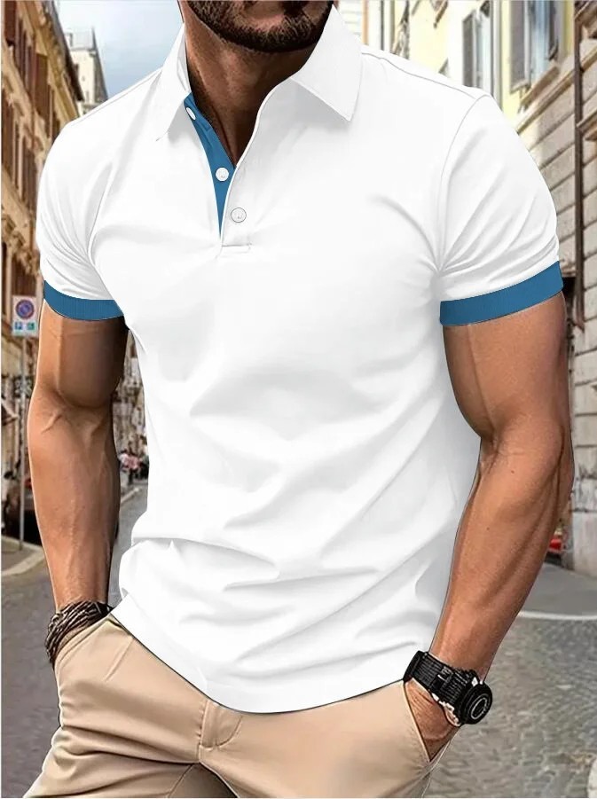 Men’s Trendy Short Sleeve Polo Shirt Casual T-shirt Tee Summer Fashion Gym Gift