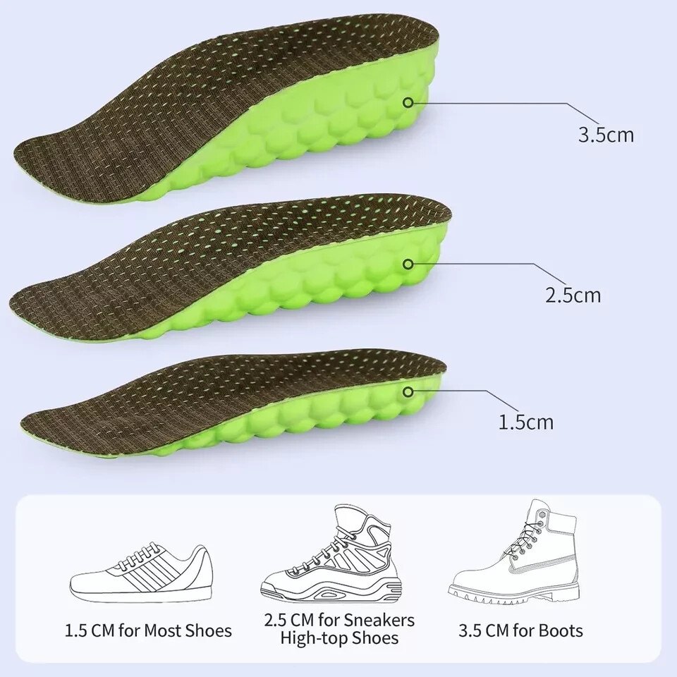 Arch Support Shoe Insoles Inserts Pad Invisible Height Increase Heel Lift Taller