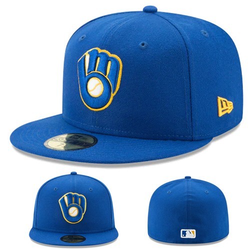 New era Milwaukee Brewers Blue Fitted Hat MLB 2017 Alt Kids Youth Boys Cap