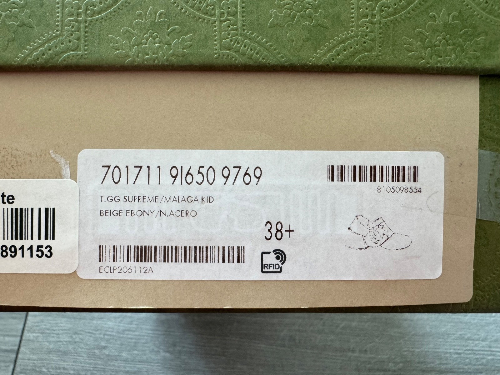AUTHENTIC GUCCI SUPREME MALAGA KID BEIGE/EBONY PUMPS, DUST BAG, NIB $990, 38.5