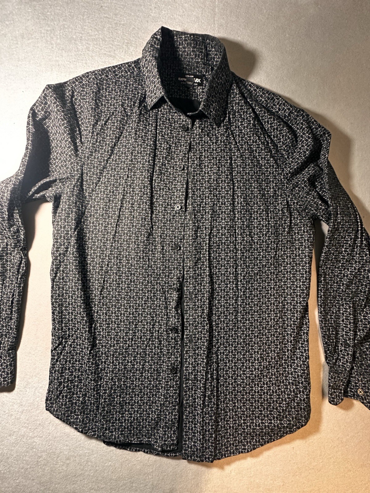 Express Mens Black Dress Button Shirt – Extra Slim For – Size Small