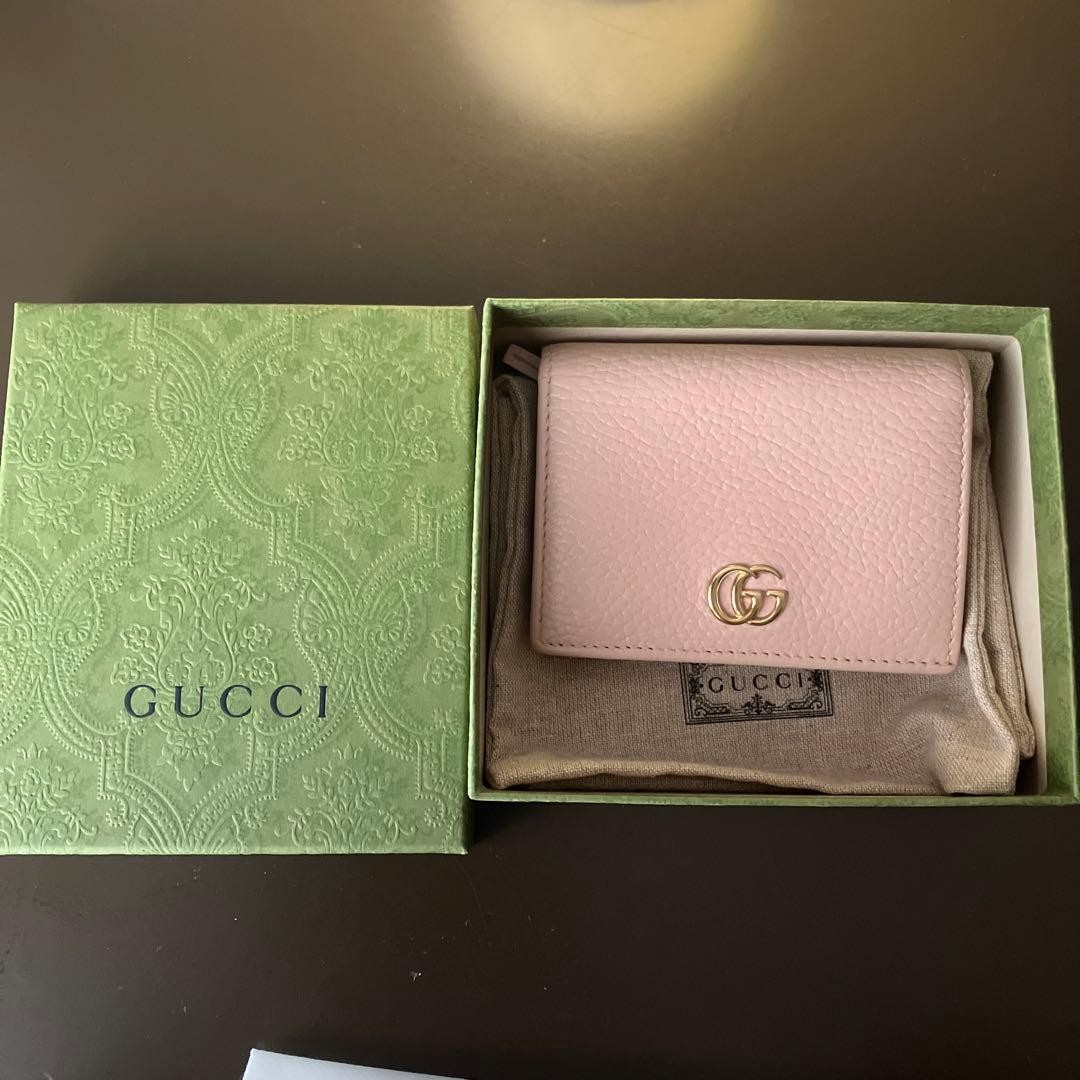 GUCCI Mini Wallet Marmont GG Logo Bi fold Pink