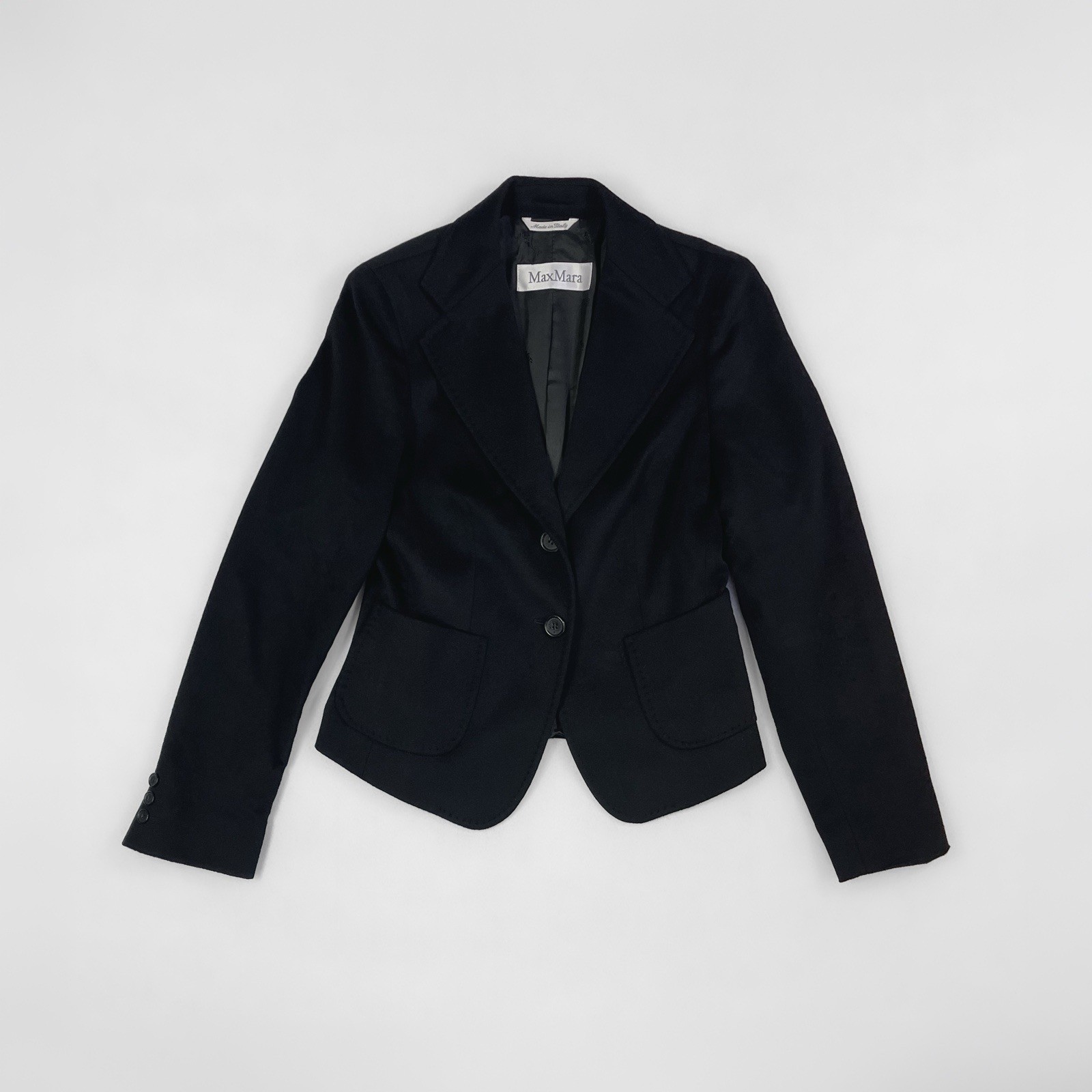 Max Mara Jacket Black Camel Hair Coat Jacket Tailored Blazer | UK 8 IT 40