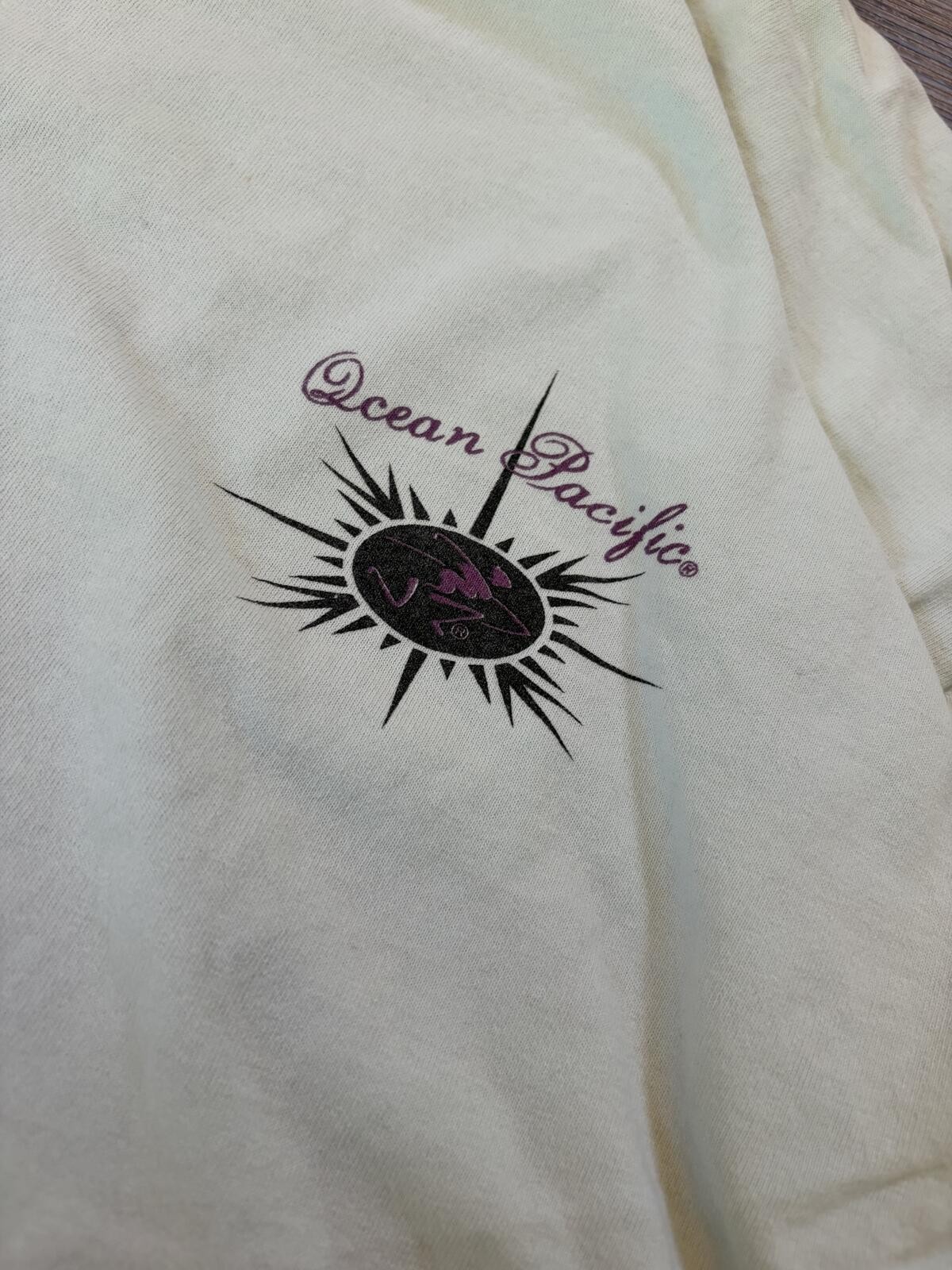 Vintage 90s grail Ocean Pacific OP Pastel Mint Green surfer Logo Tee