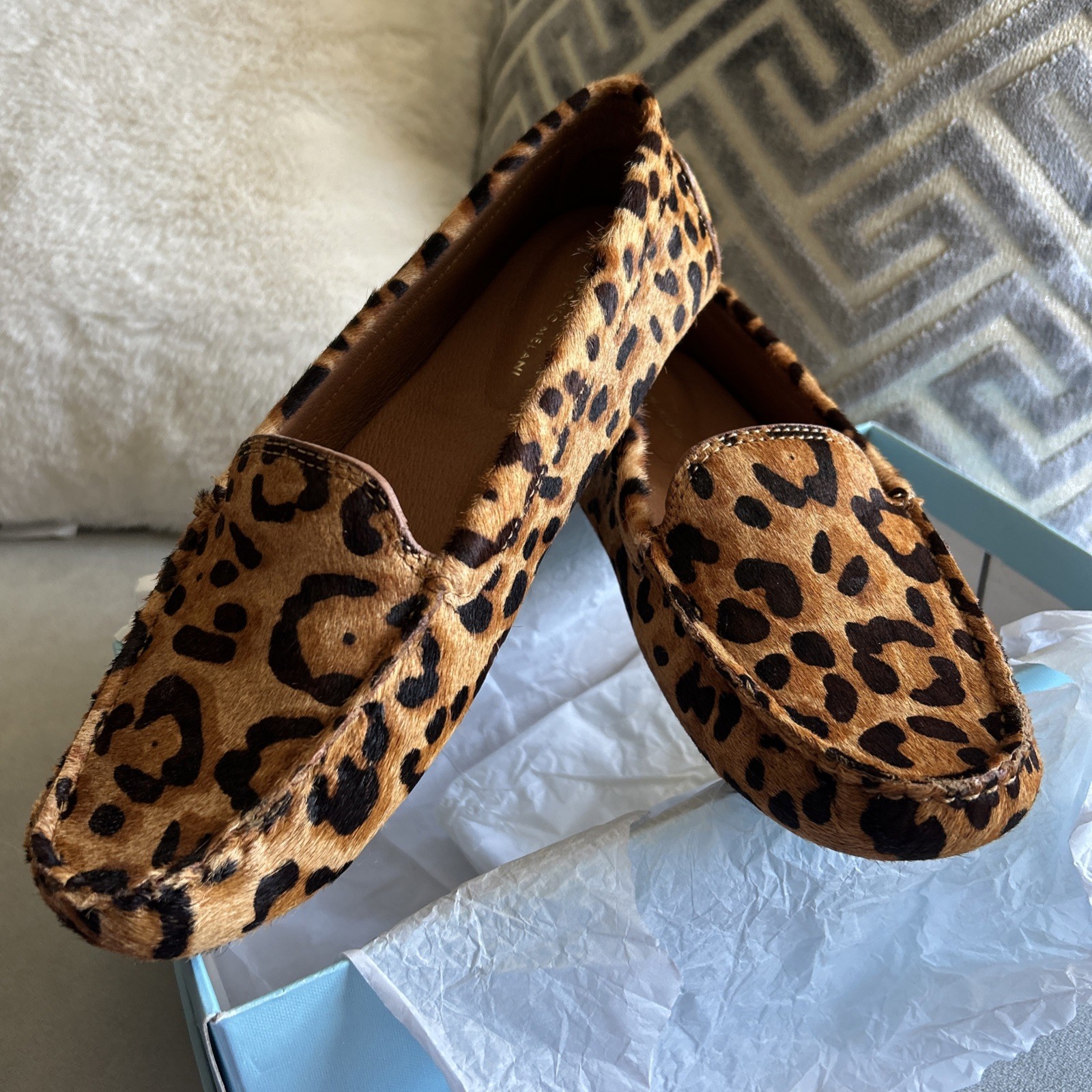 Antonio Melani Colbert Tan Multi Bovine Hair Leather Lining Flats 9 New In Box