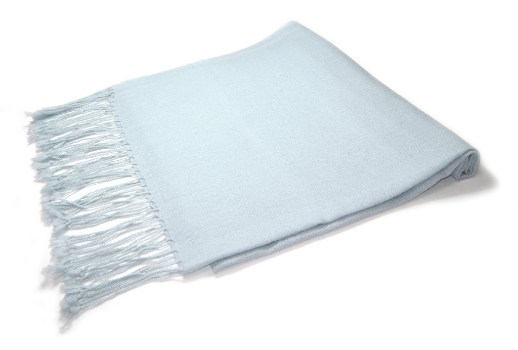 Biagio 100% Wool Pashmina Solid Scarf BABY BLUE Color Womens Shawl Wrap Scarves