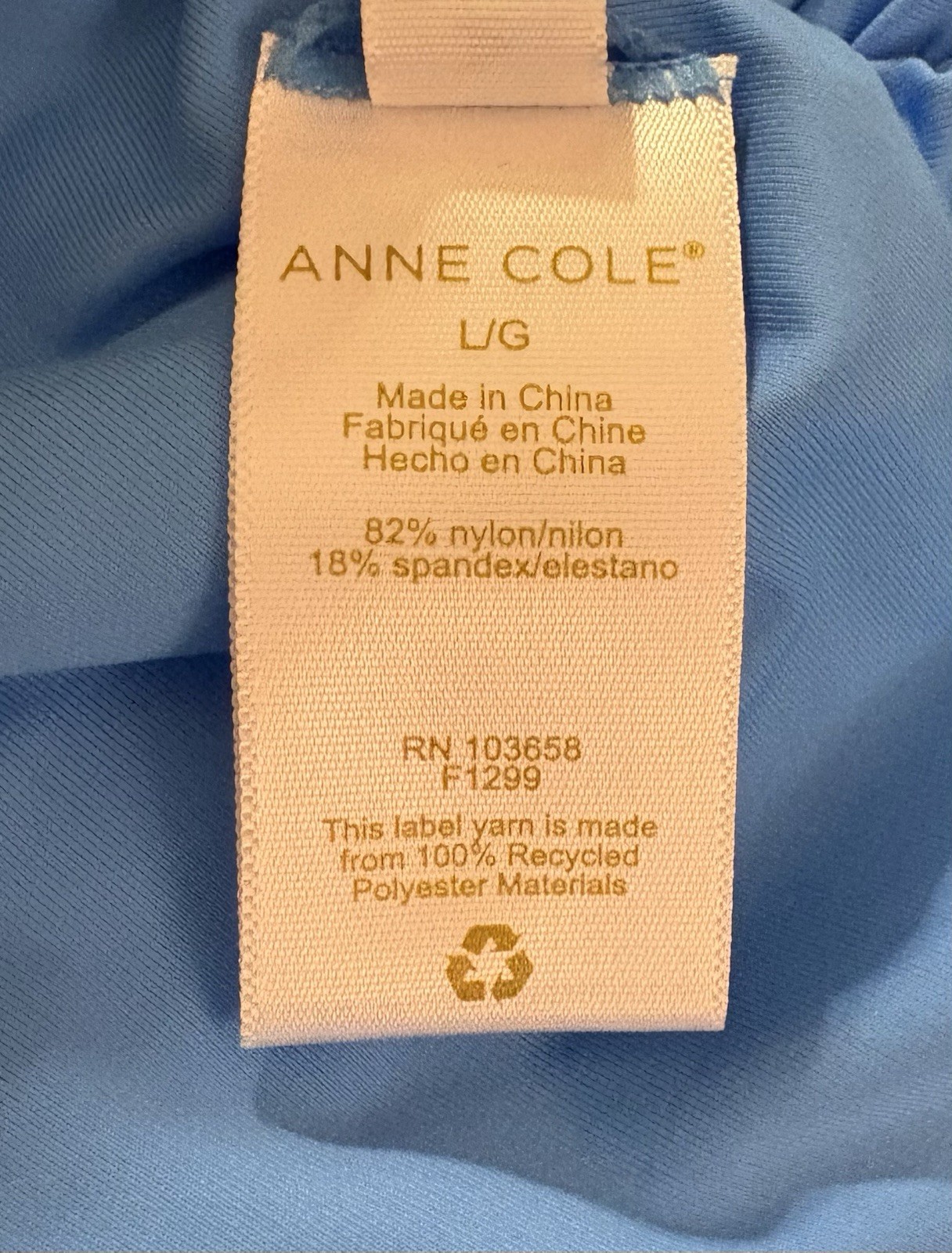 Anne Cole High-Waist Bikini Bottoms, Arctic Blue, Size Large, MSRP $56