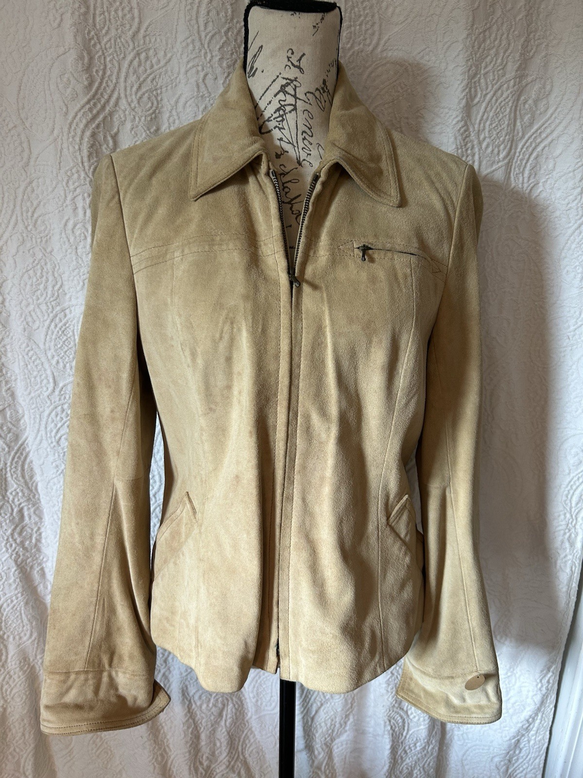 J.Crew Women’s Tan Suede Leather Jacket Coat Size M Zip Front