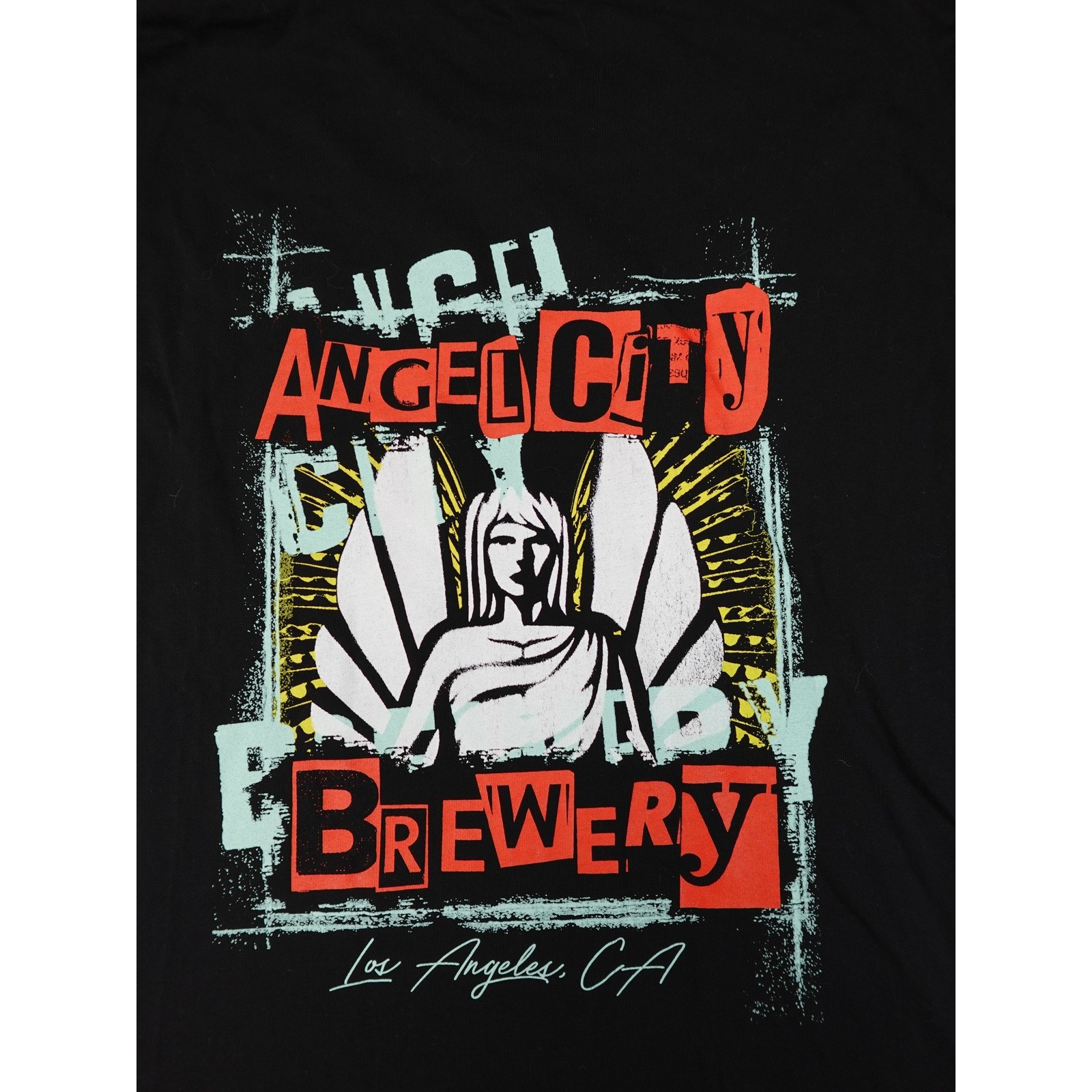 Angel City Brewery T-Shirt Mens XL Black Los Angeles CA Graphic Tee Cotton