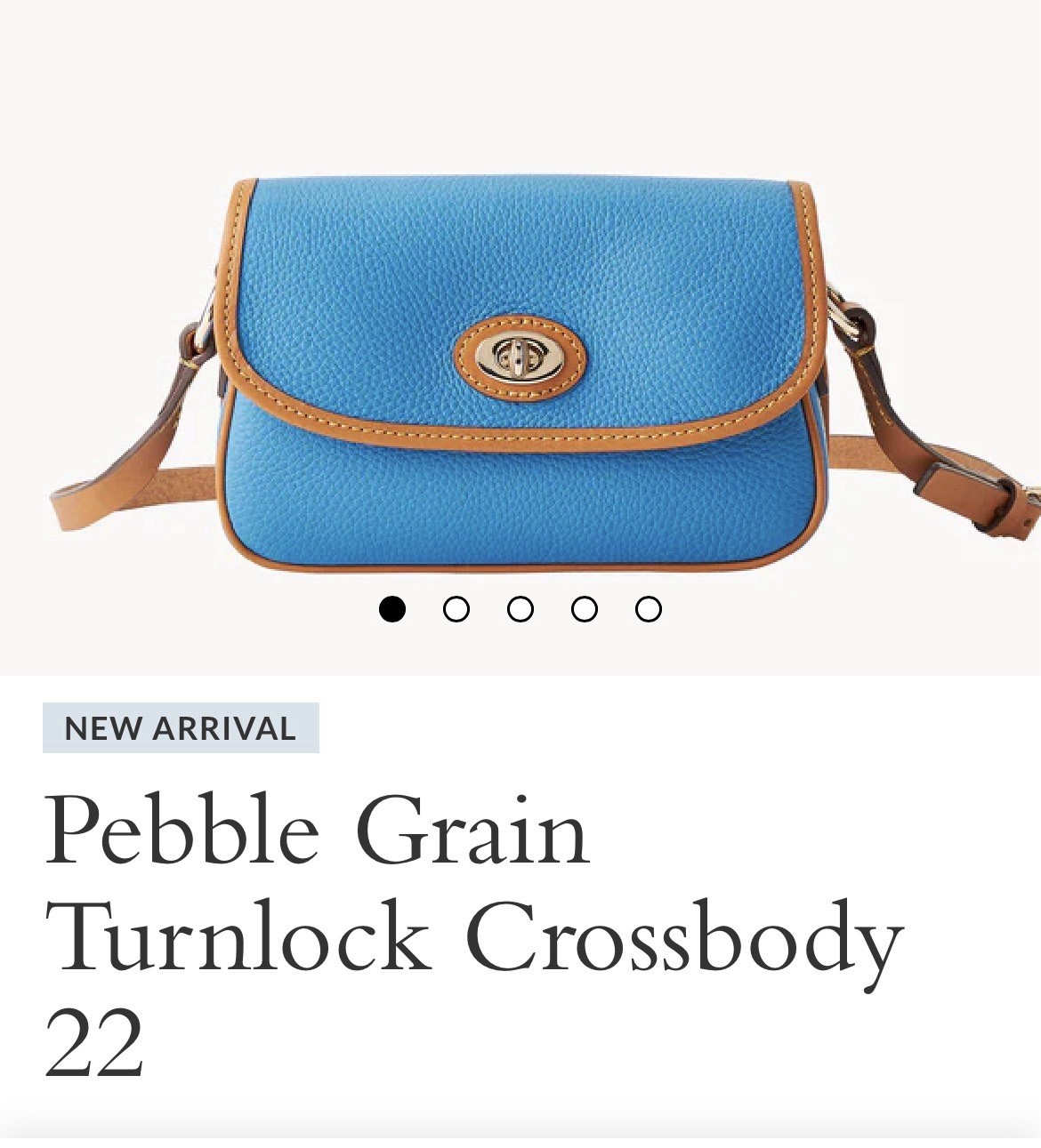 Dooney & Bourke Pebble Grain Turnlock Crossbody 22 in Mediterranean Blue, NWT