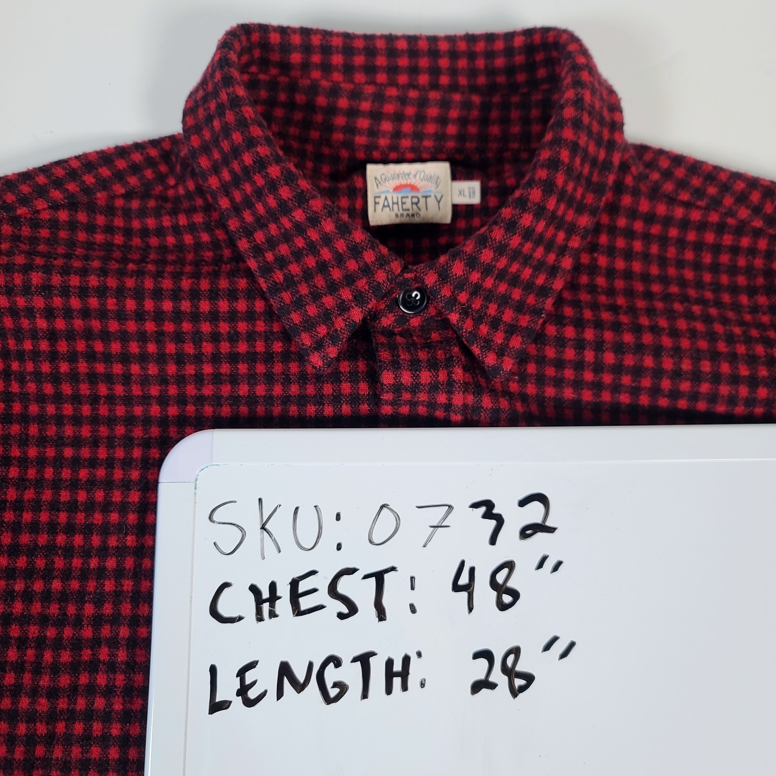 Faherty Movement Flannel Shirt Mens XL Red Plaid Workwear Stretch Button Cotton
