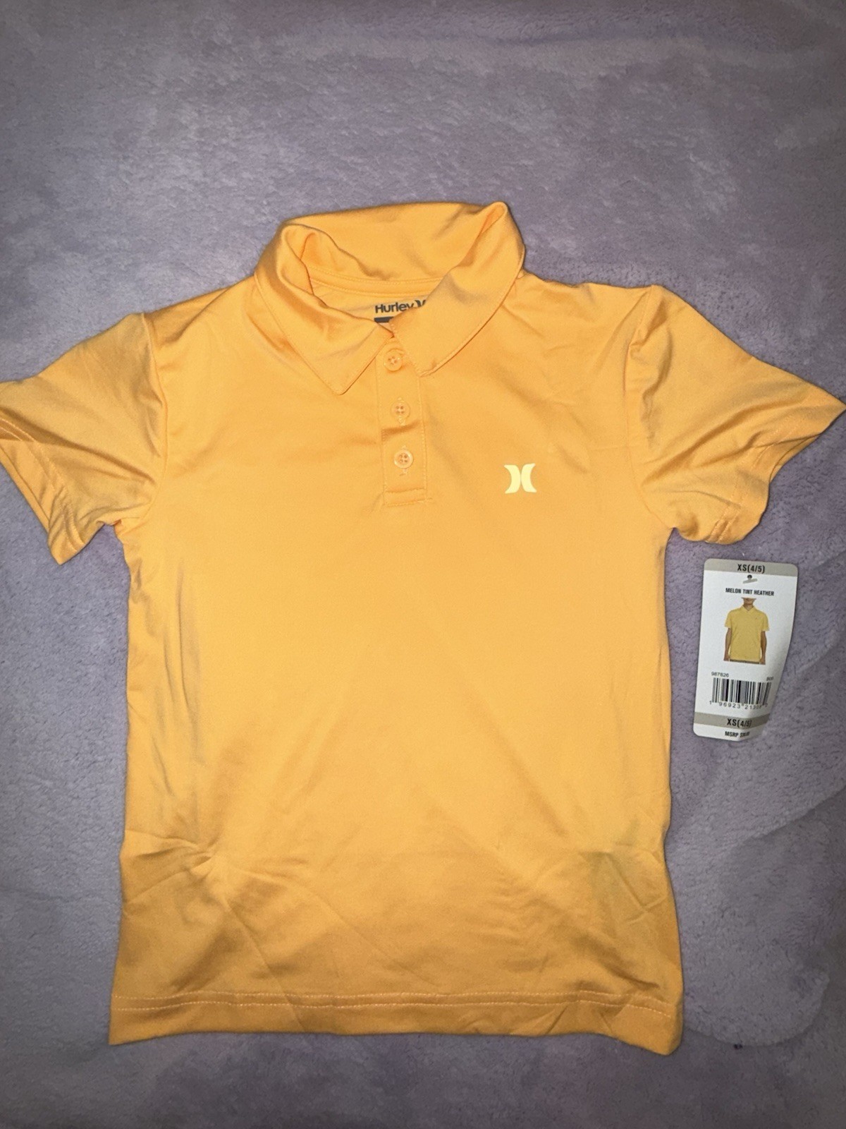 Hurley Orange Short Sleeve 3 Button Collared Pullover Polo Shirt 4/5