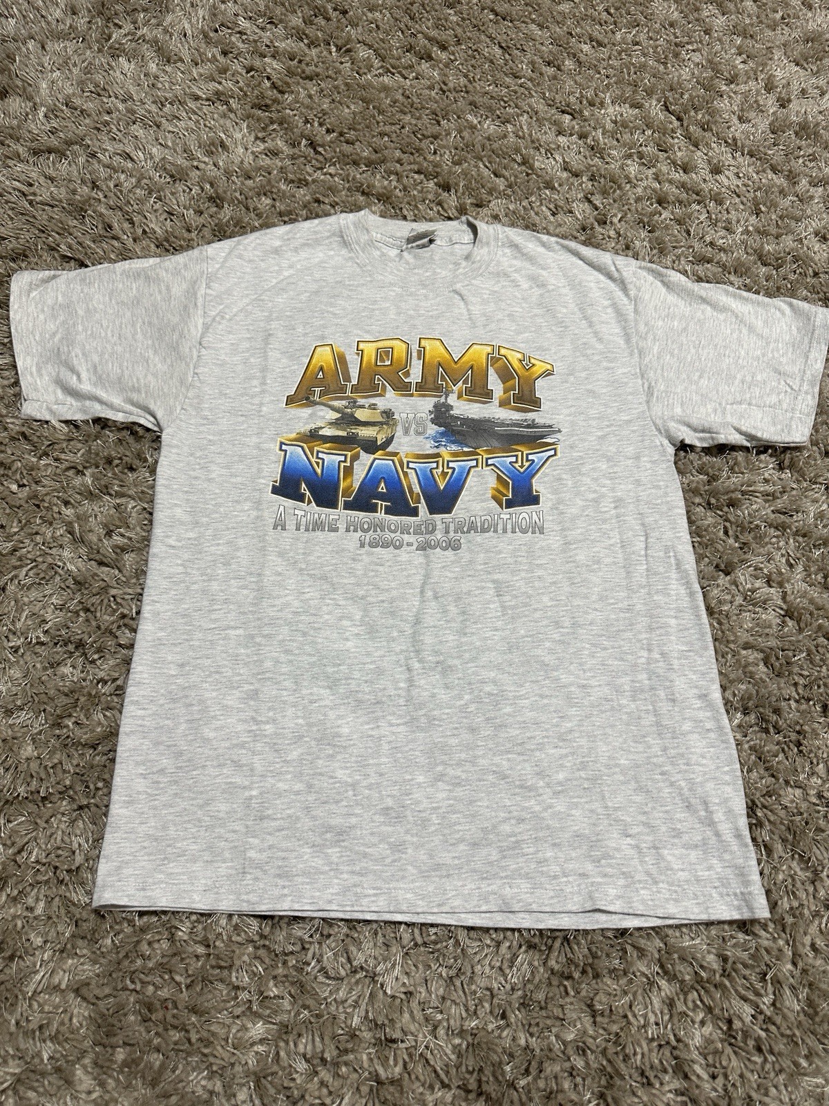 Vintage 2006 Army vs Navy Rivalry T-Shirt Hanes Beefy-T Gray Football USA Medium
