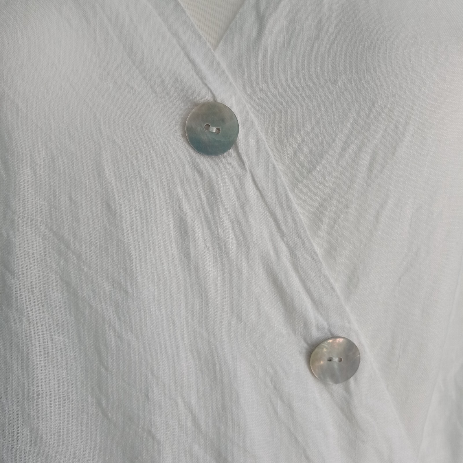H&M Women’s White 100% Linen Wrap Blouse | Short Sleeve Size US 8