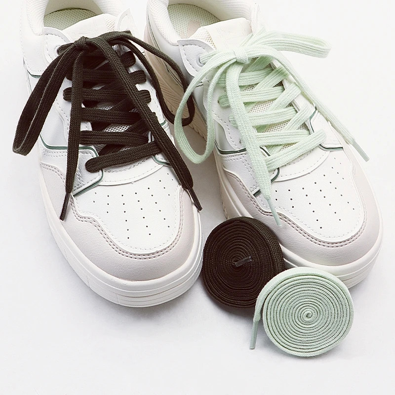 1 Pair Classic Pure Cotton Flat Shoelaces 0.8cm Width Sports Canvas Laces for Me