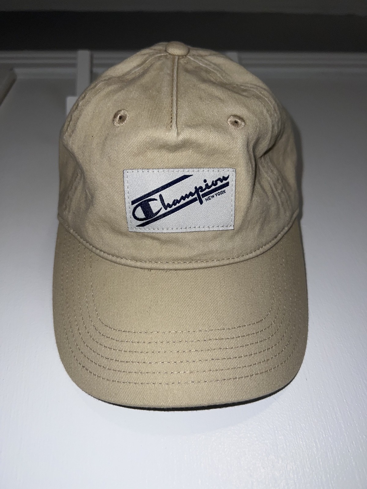 NWT Champion Adult Pigment-Washed Twill Baseball Hat – Beige (A2)
