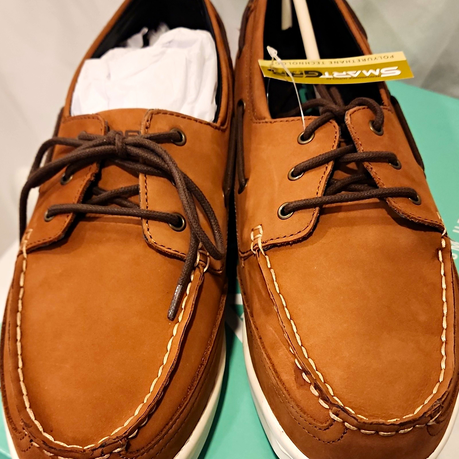Apex LT820M Men’s Leather Boat Shoes Brown Lace-Up Round Toe 10.5XW LT820MX105