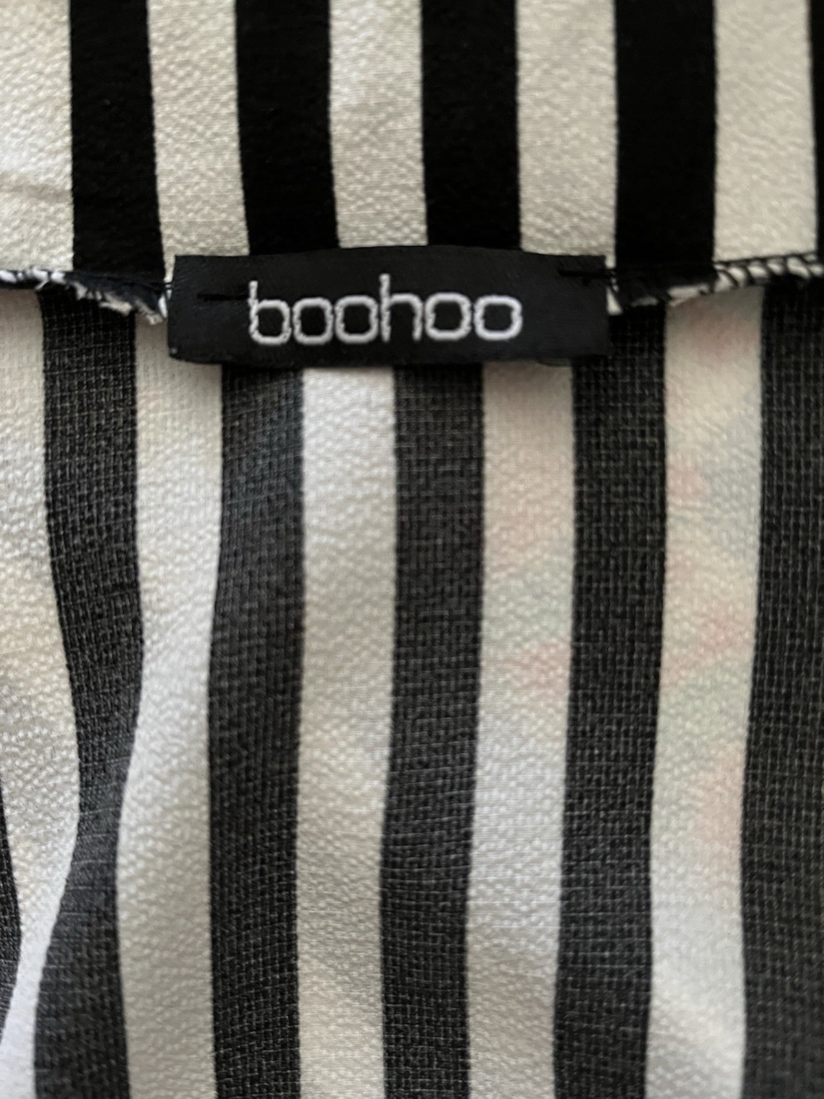 Boohoo Black White Striped Collared Button-Front Midi Shirt Dress Cap Sleeve 8