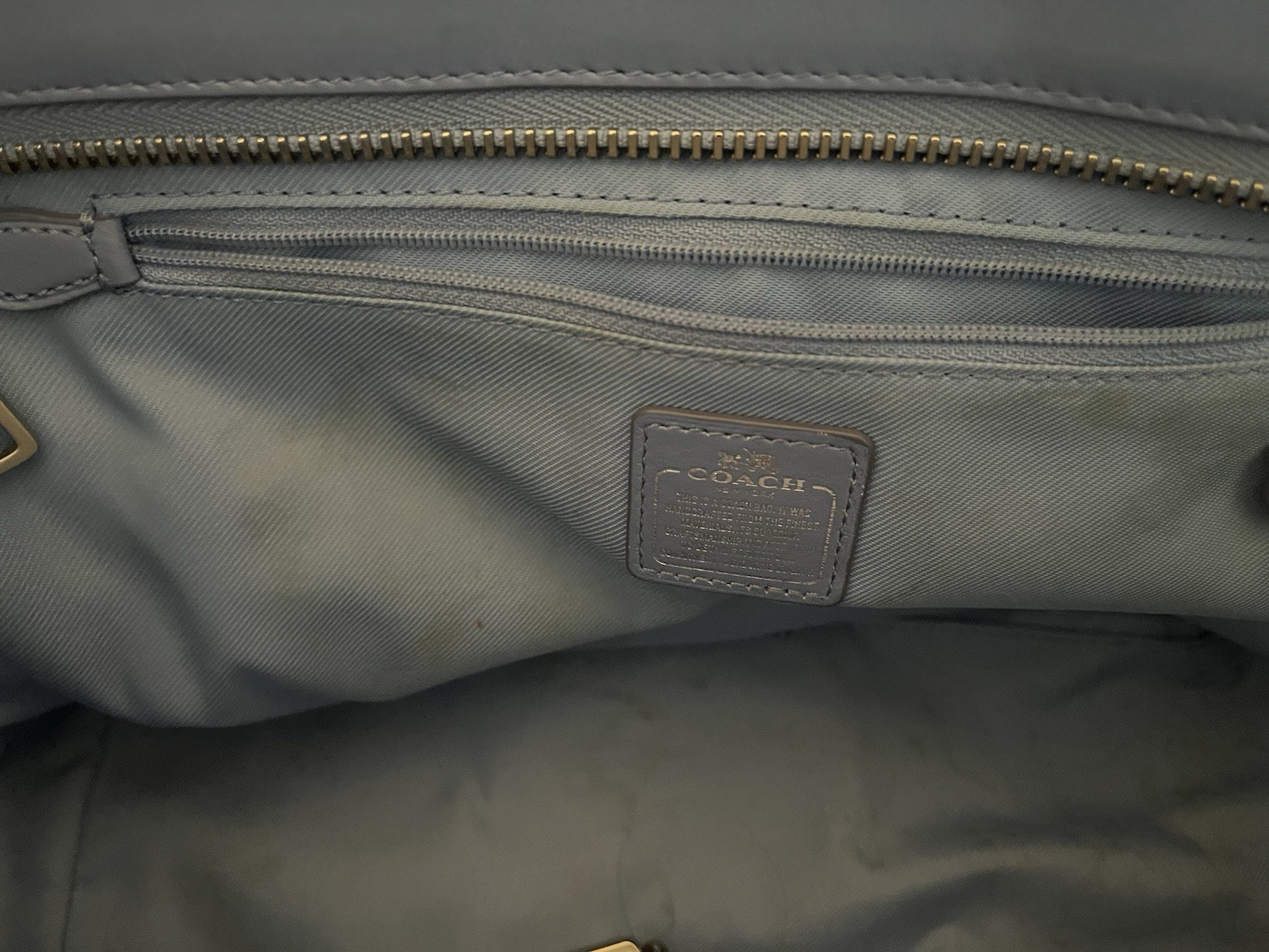 Coach Blue Large Satchel Top Handle Bag Turn Lock Zip w/ Detachable Strap