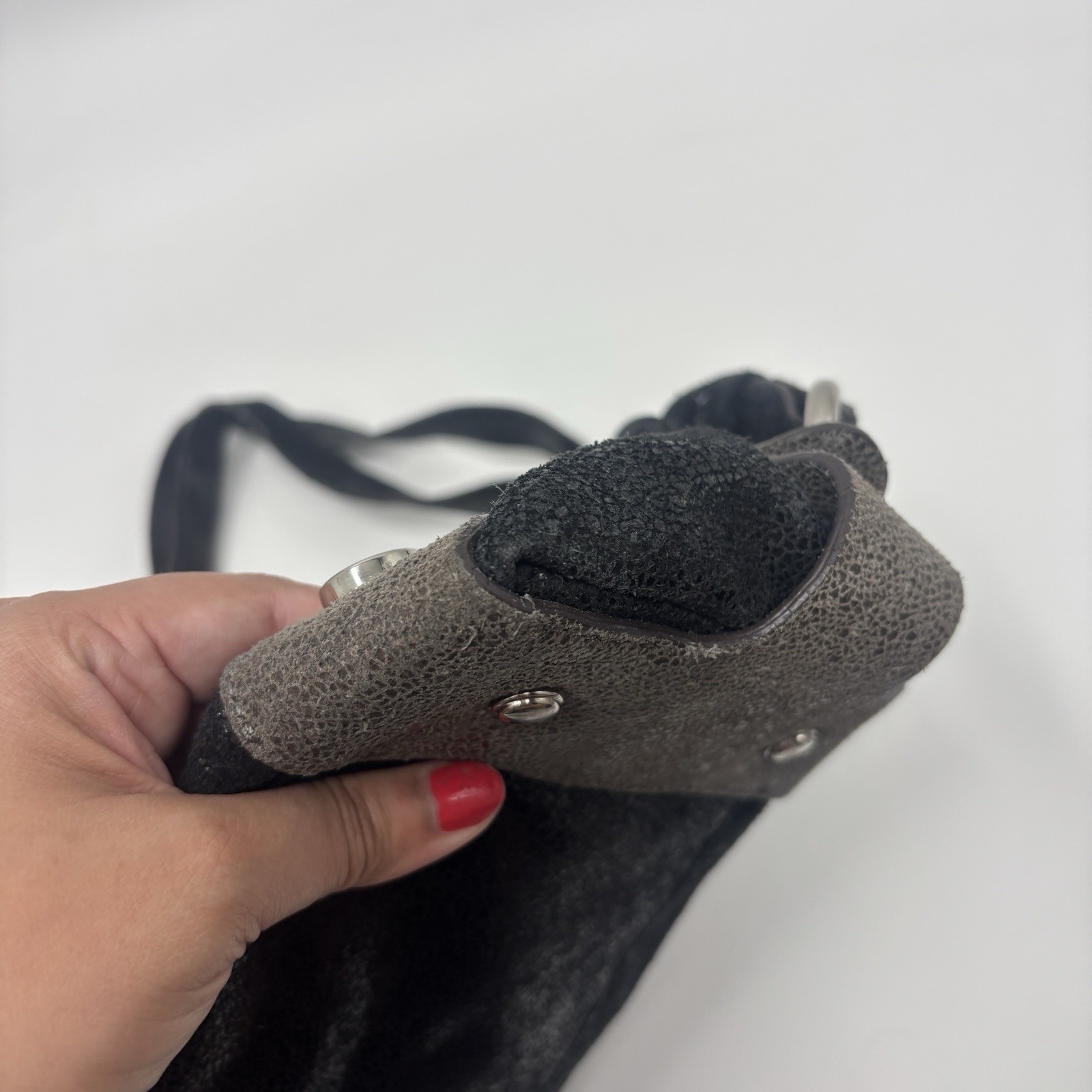 B. MAKOWSKY Black Shimmer Metallic Leather Bag. Read Description