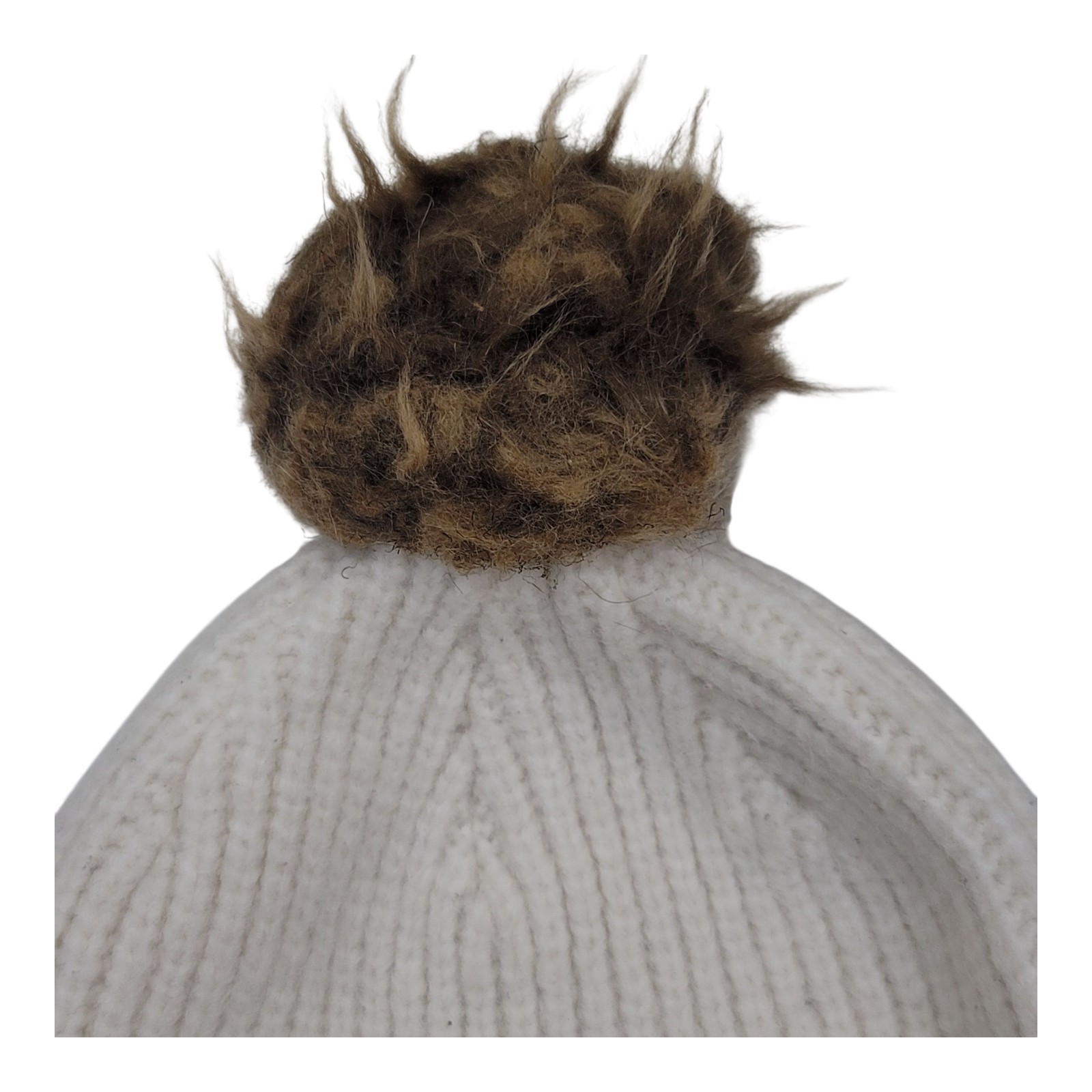 Nike Standard Cuff Pom Beanie Womens White Swoosh Logo One Size