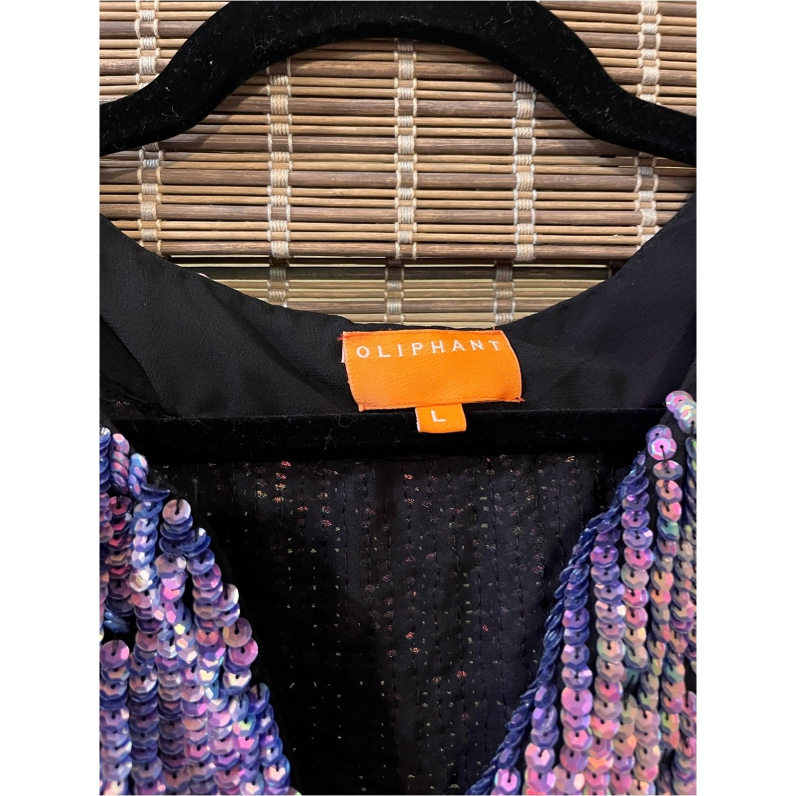 Oliphant Iridescent Pleated Sequin Blouse in Purple and Pink