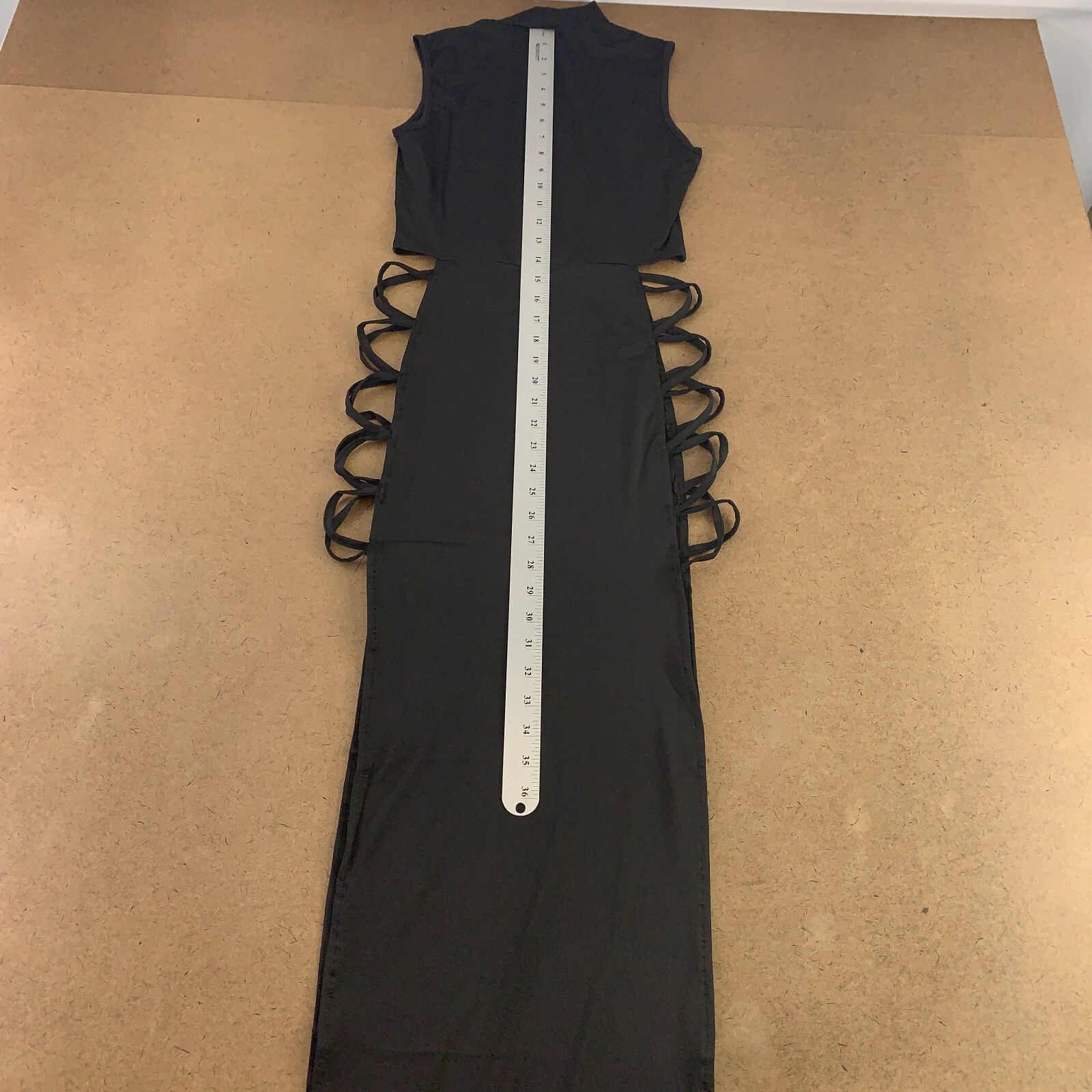 LYANER Women’s Medium Mock Neck Cut Out Side Sleeveless Bodycon Maxi Tank Dress