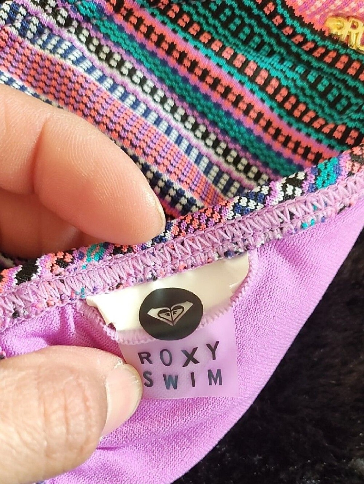 Roxy Pink Multicolor Striped Bikini Top