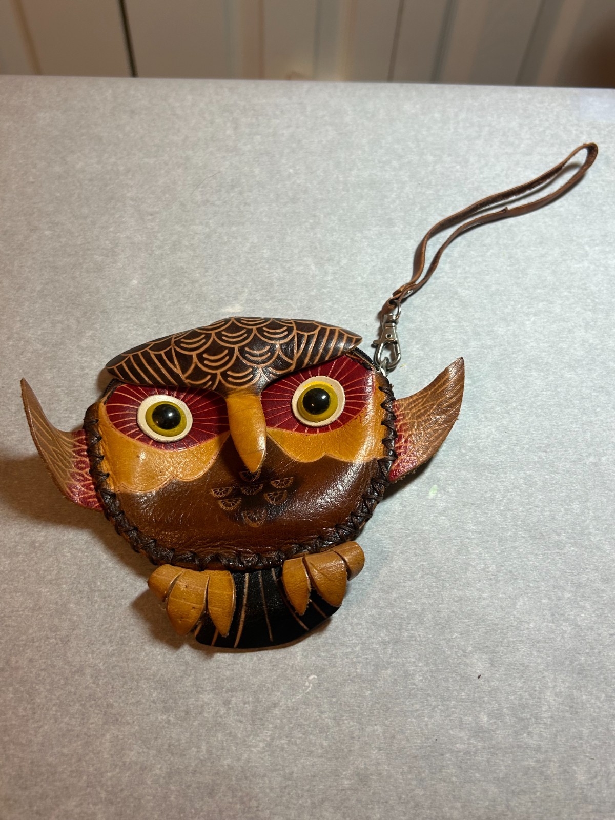 handmade leather owl coin purse