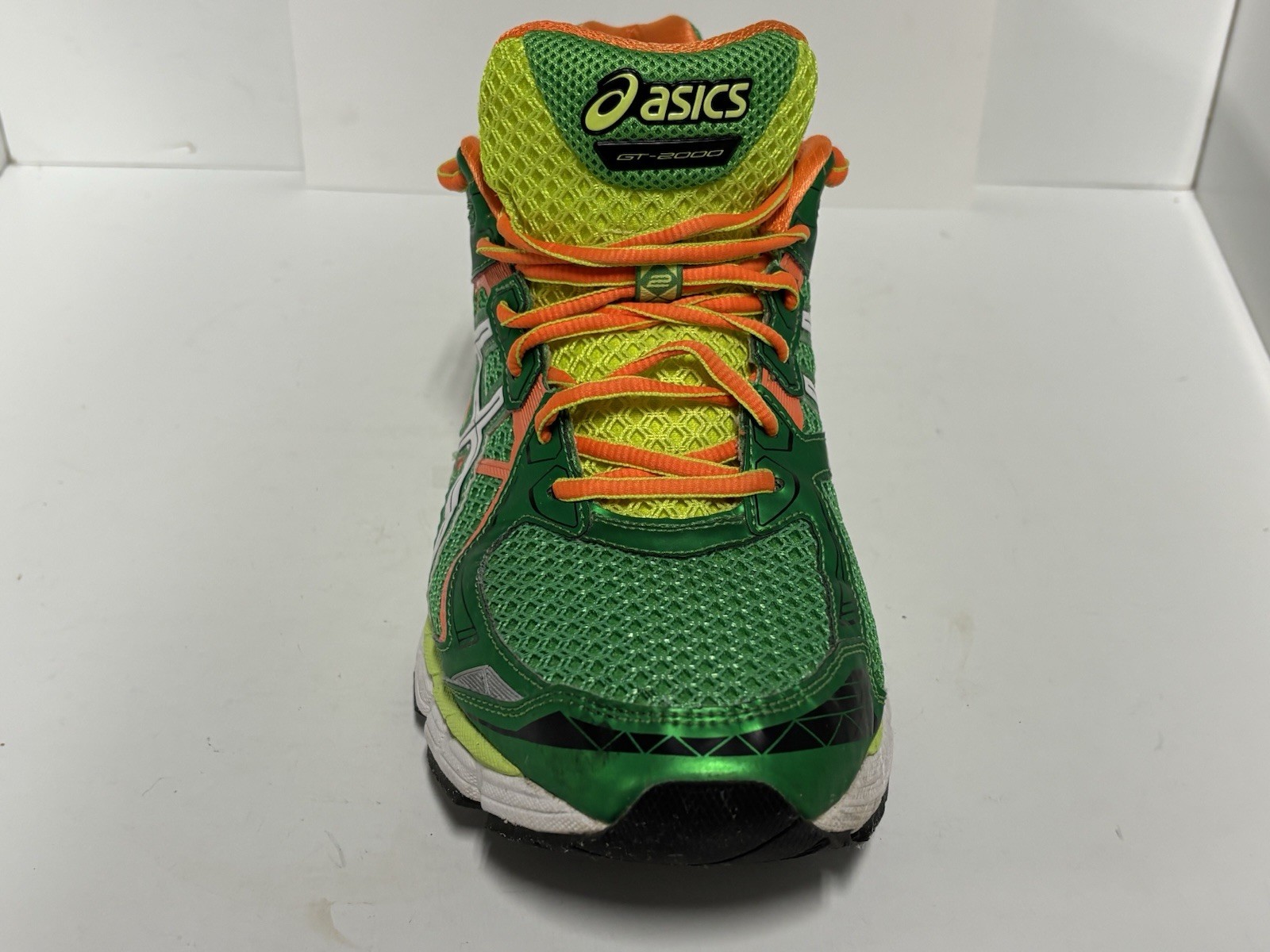 ASICS GEL Mens GT-2000 2 Classic Green White Orange Clownfish Running Shoe-11.5