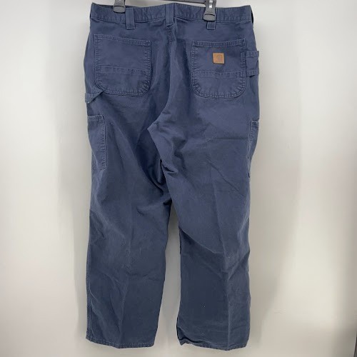 Carhartt Work Pants Mens 40×30 Fits 38×29 Blue Cotton Blend Trousers 5 Pocket