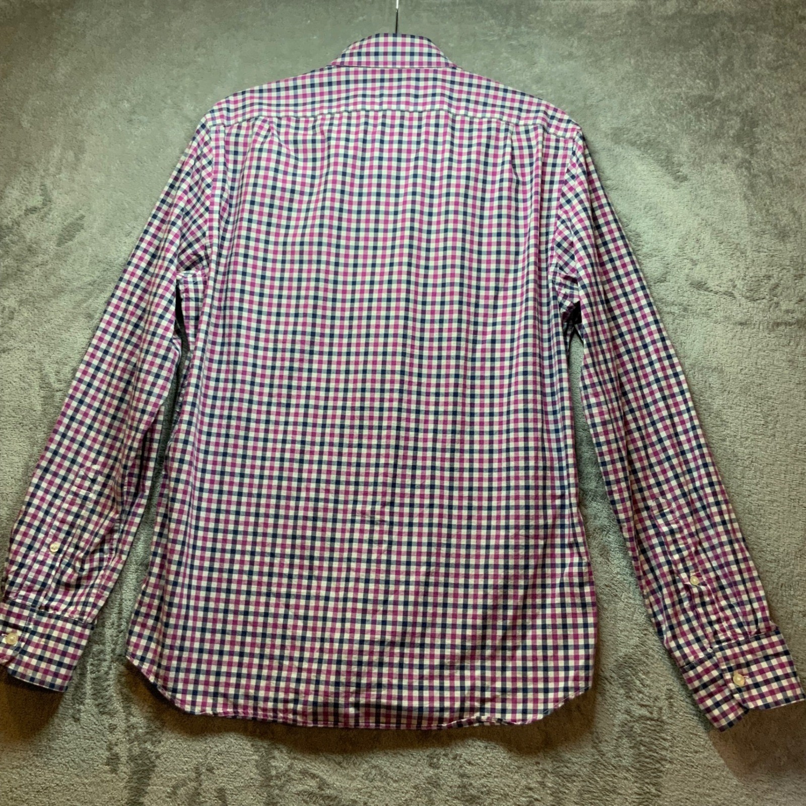 J.Crew Mens Tailored Gingham Check Button Down Shirt Purple Navy White Size M