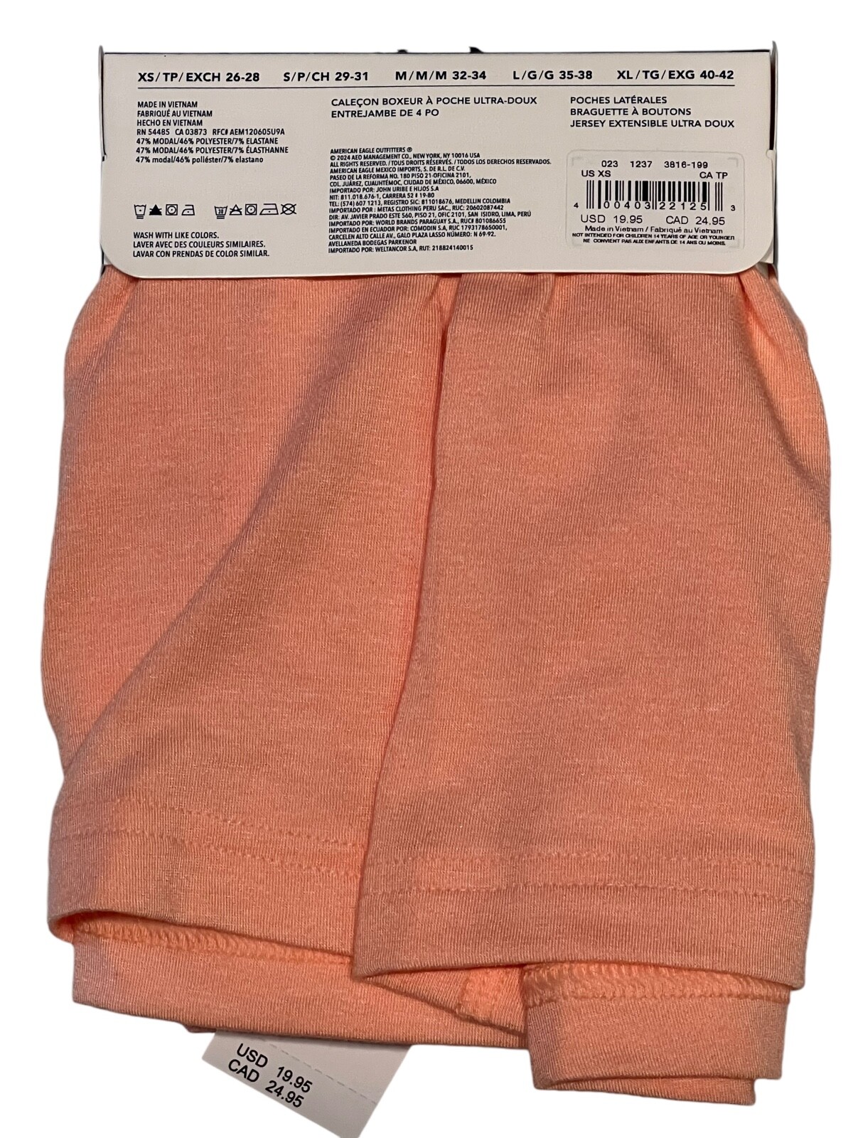 NWT AMERICAN EAGLE 4″ Ultra Soft Pocket Boxer Sz XS-S-M-L-XL Orange #12