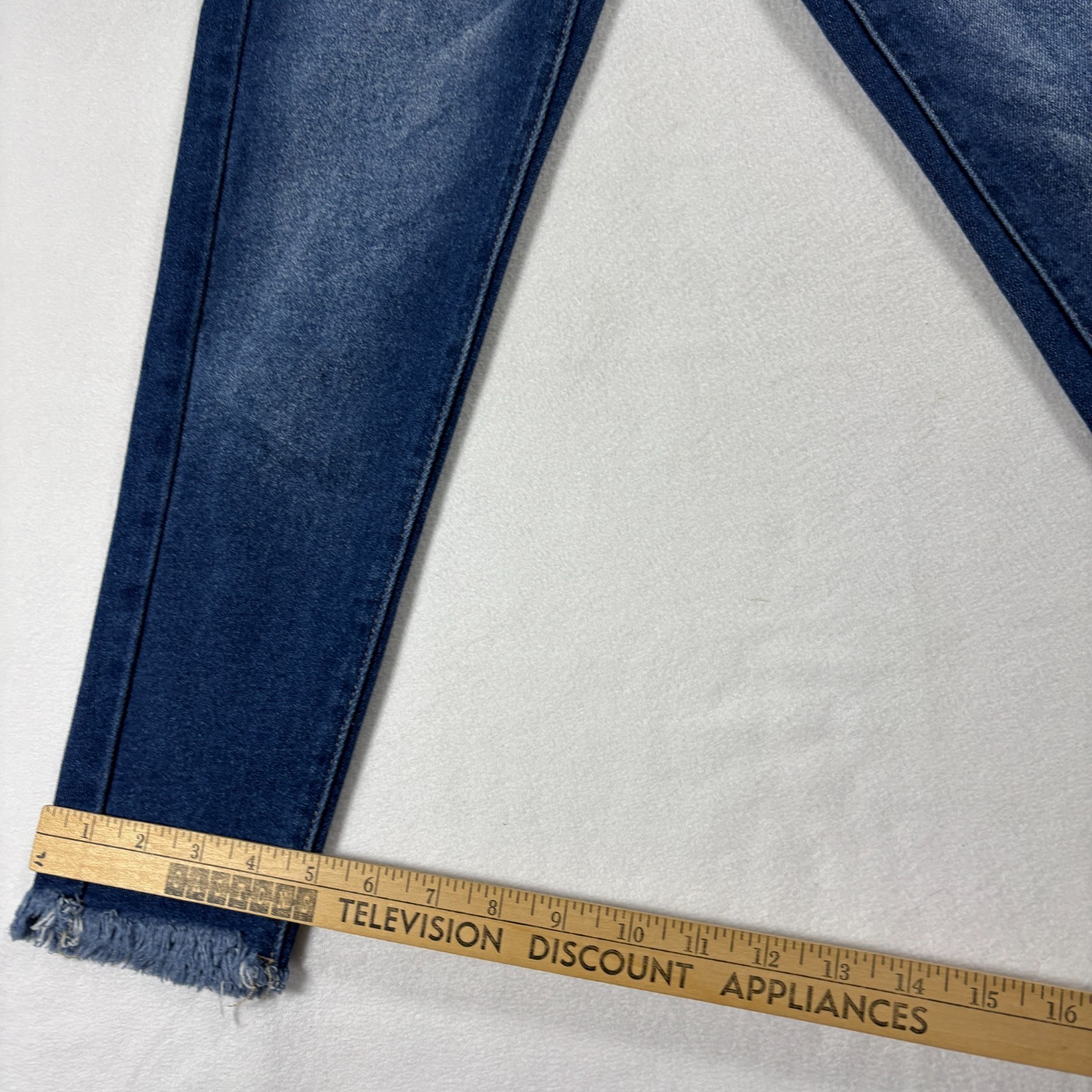 Blue Savvy Jeans Womens 3 28 Skinny High Rise Dark Wash Frayed Hem Denim Stretch