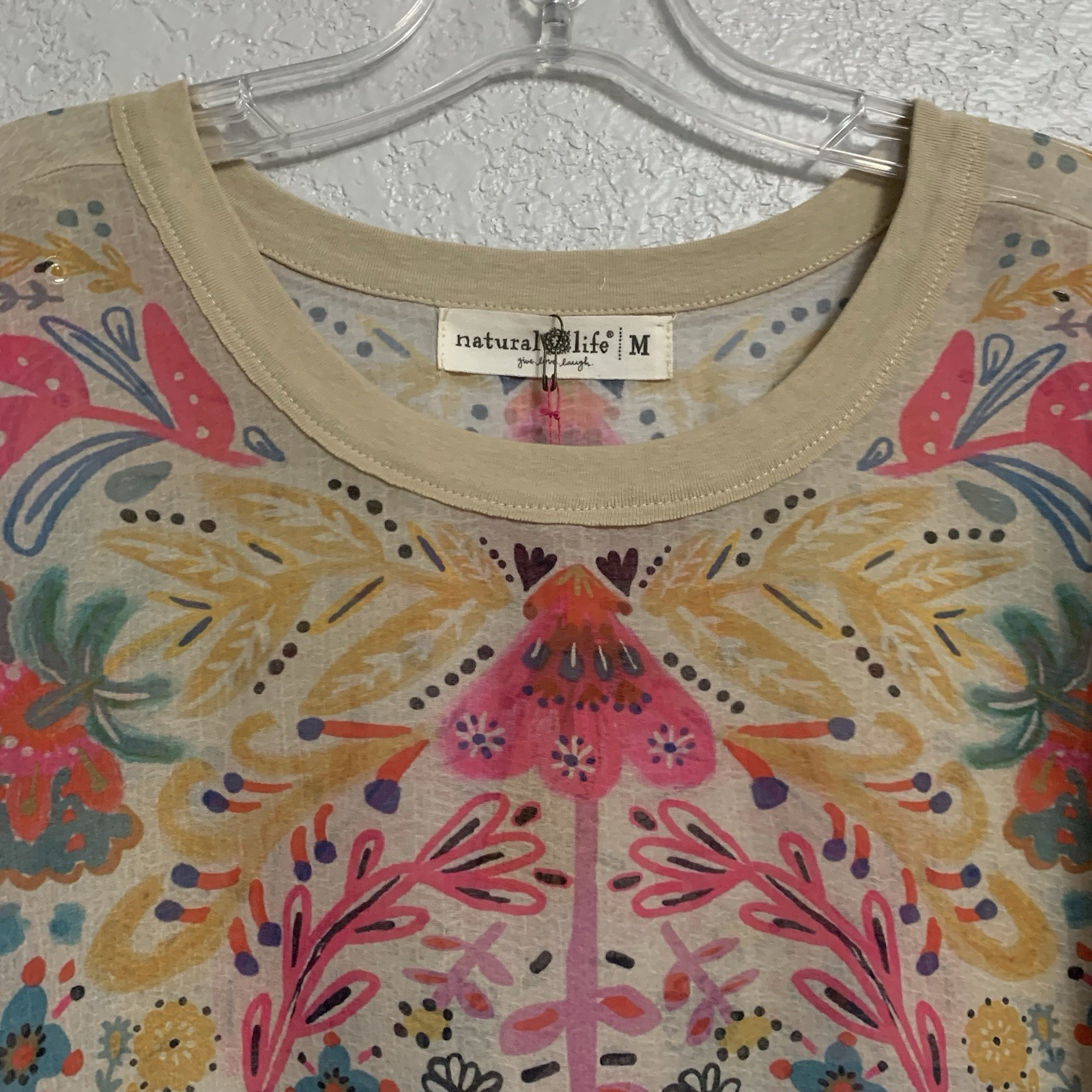 Natural Life Dress Size M Happy Days Shift Oversized Floral Sheer Boho Beach