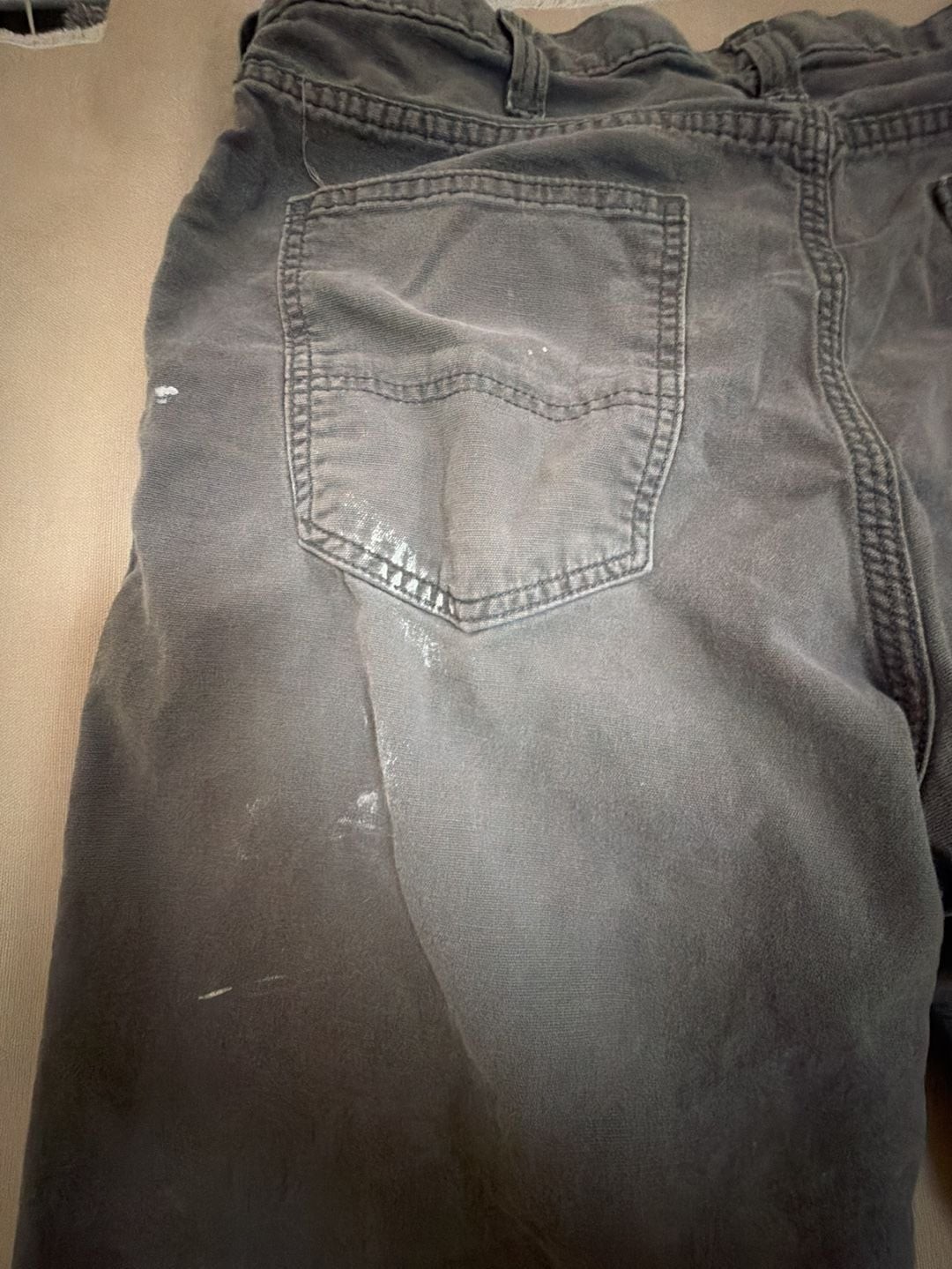 Carhartt Relaxed Fit Pants 36×34 Black Gray Distressed Paint Splatter Workwear