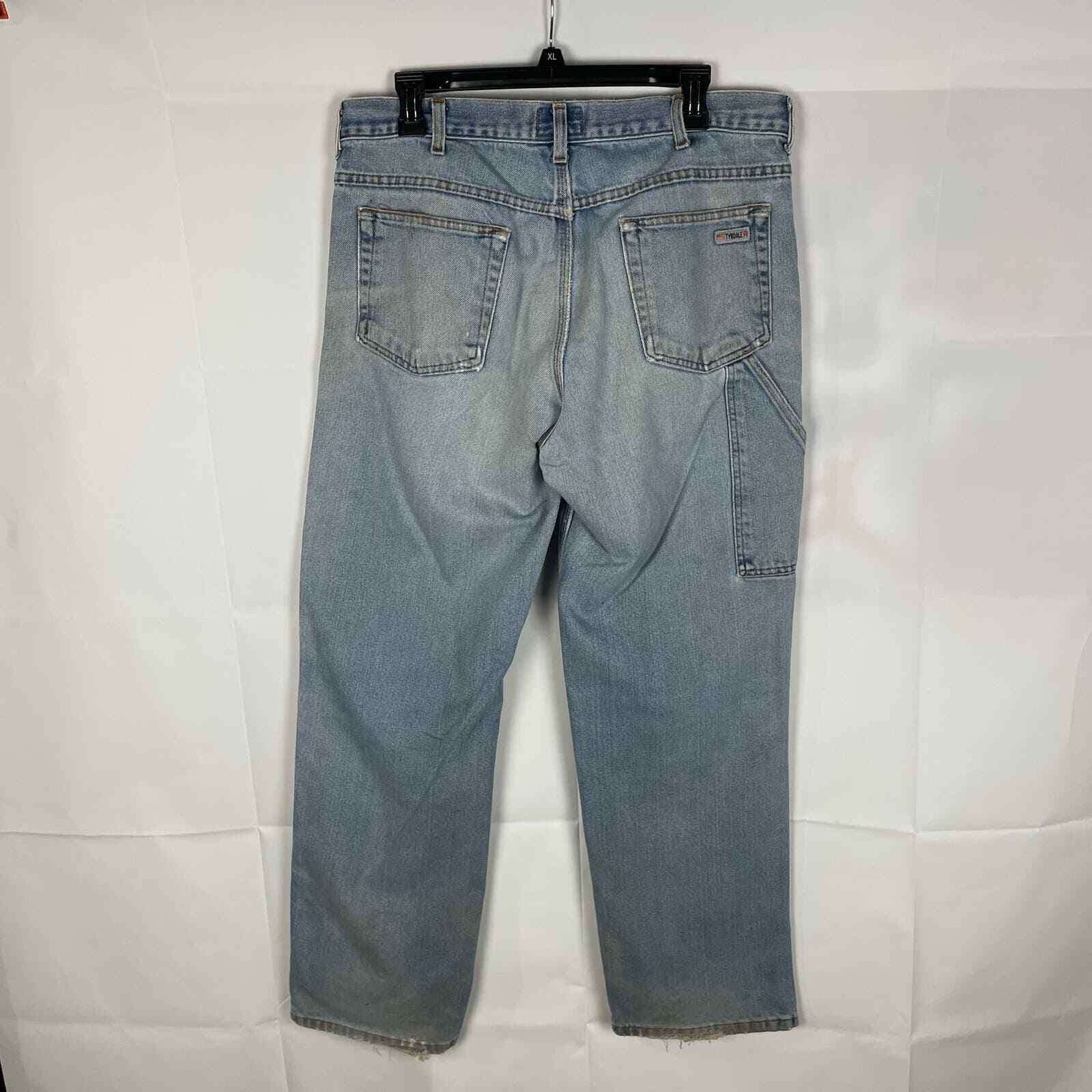 Tyndale FR Jeans Flame Resistant F290T Carpenter 35 X 32 Light Wash Distressed