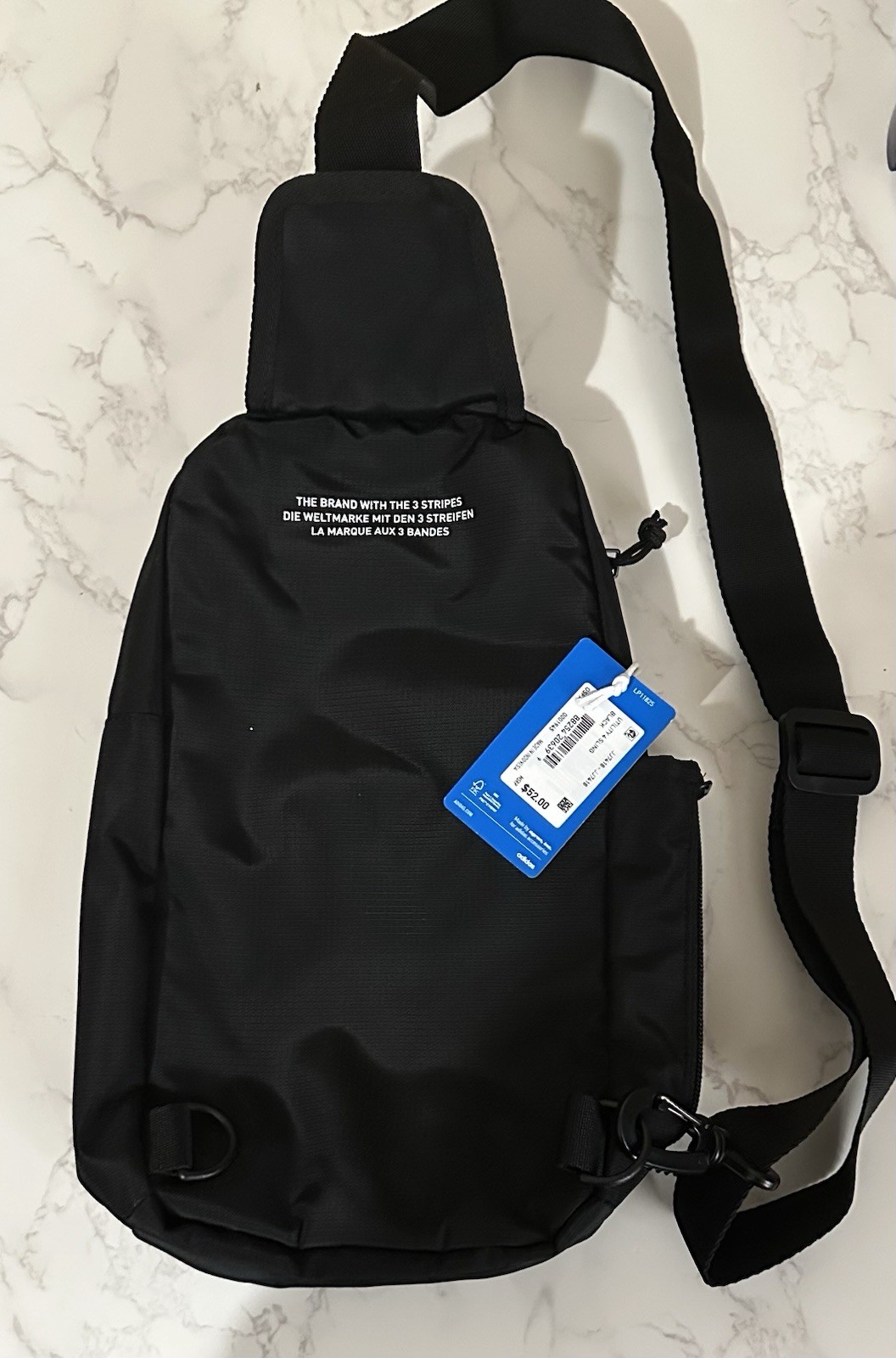 adidas Men’s Black Crossbody Bag Adjustable Strap Outer Pockets