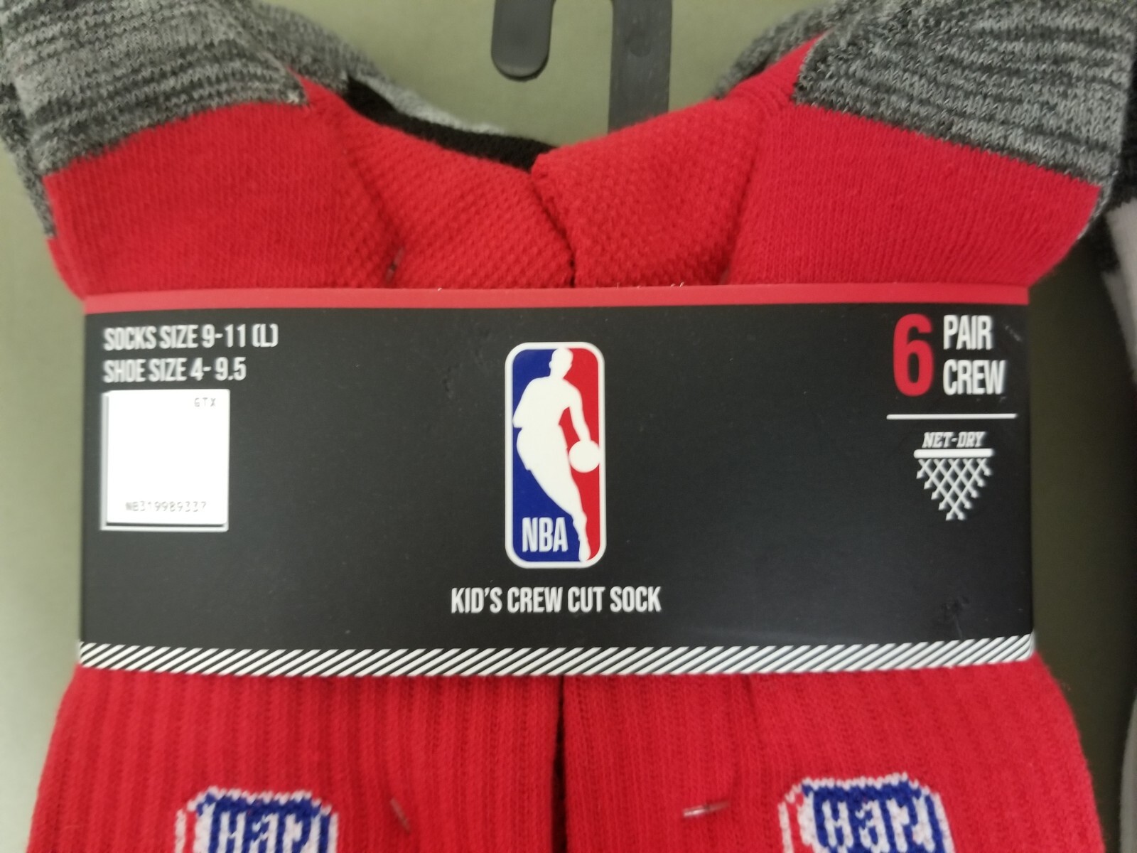 New Kids NBA 6 Pair Crew Cut Socks. 3 Colors To Choose.