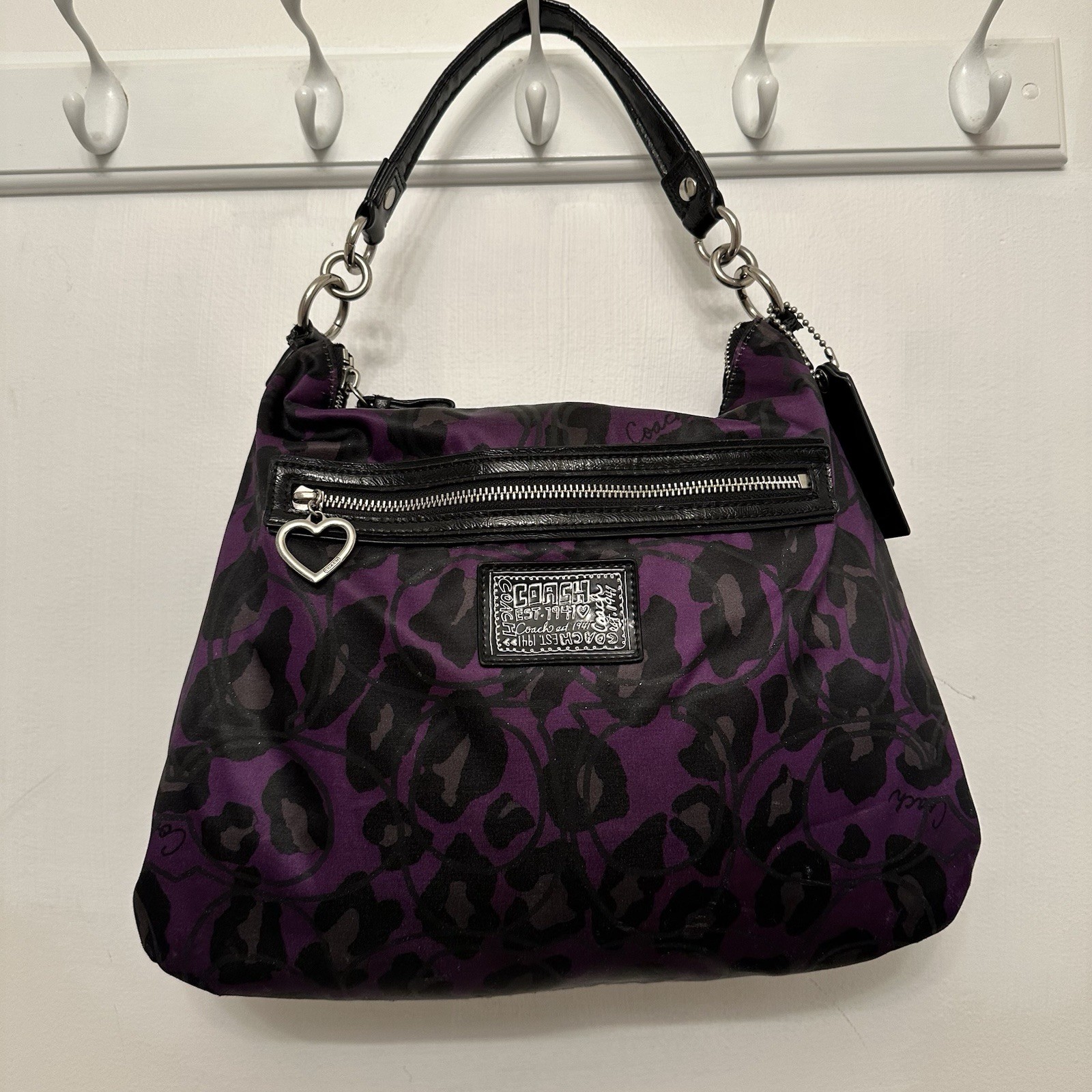 COACH POPPY DAISY OCELOT HOBO BAG PURSE