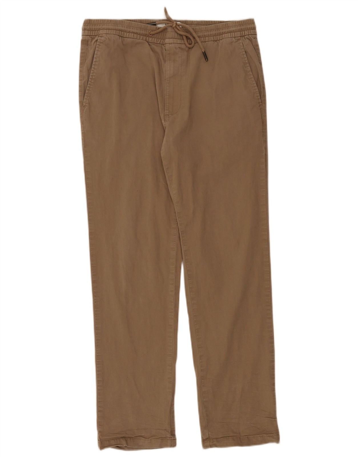Marks & Spencer Mens Regular Fit Straight Chino Trousers Small Brown Cotton CQ01