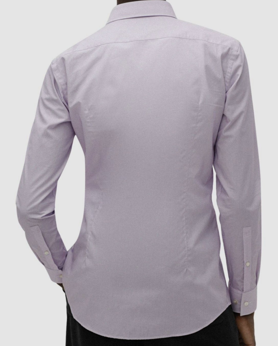 Hugo Boss Men Slim Paste Purple Kason Micro Print Dress Shirt 17 – 43 New