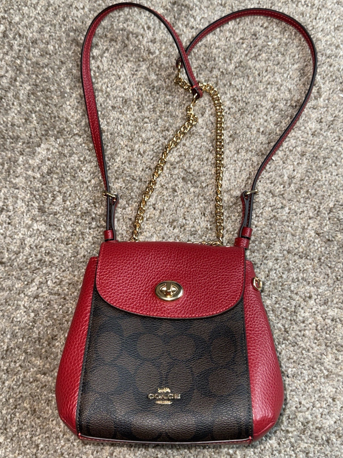 Coach C5678 Convertible Mini Backpack Signature Canvas Pebbled Leather used rare