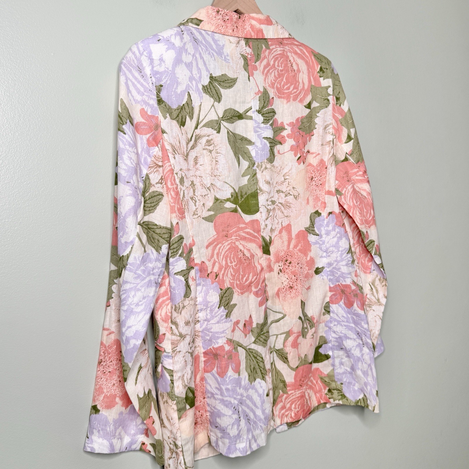 NEW Joie Linen Floral Blazer Jacket Cottagecore Pink Beige Purple Size Medium
