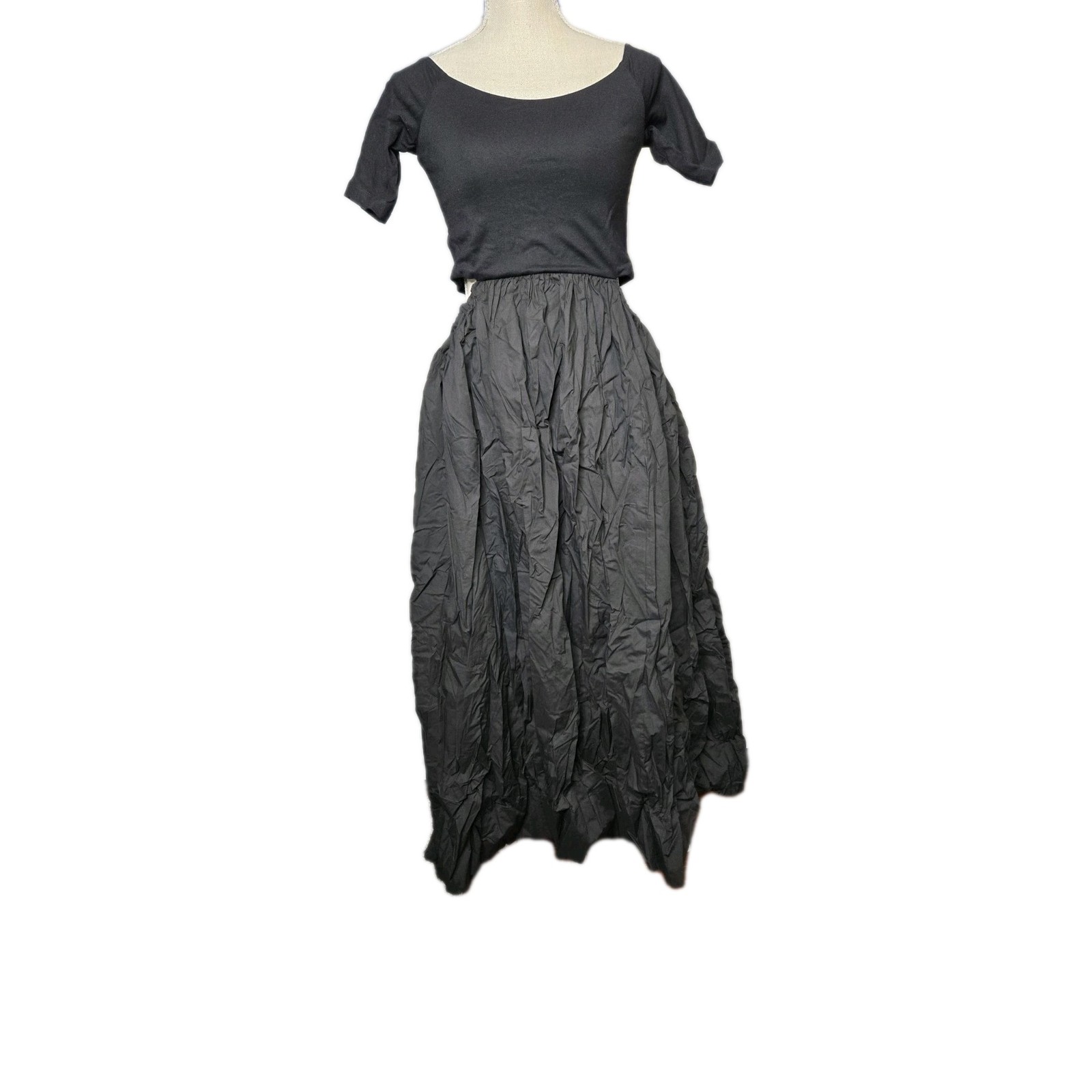 Kallmeyer New York Black Dress Solid Top With Crinkle-textured Bottom S/M NWT