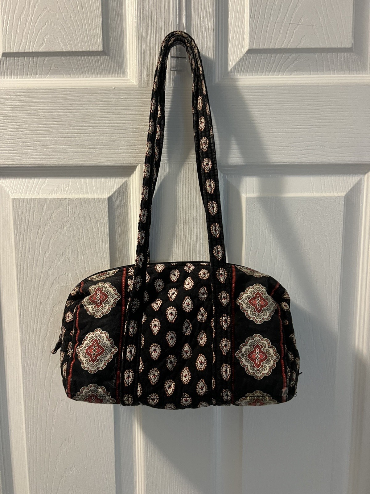 Vera Bradley Bag Black Red White Purse Tote FAIR Condition -Small- see pictures