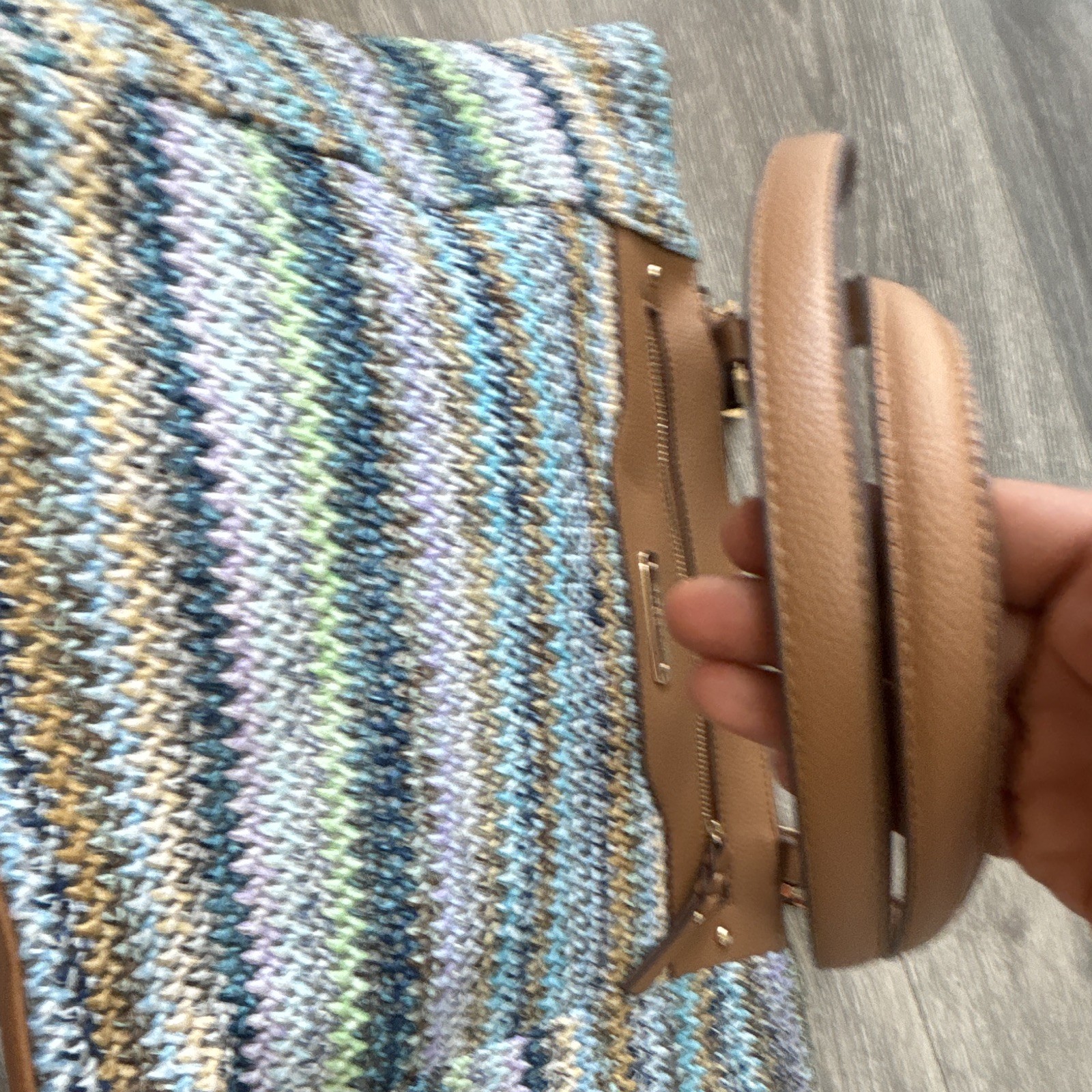 Rosetti Multicolor Striped Tote Zip Closure, Lined, Inner/Outer Pockets, Gold
