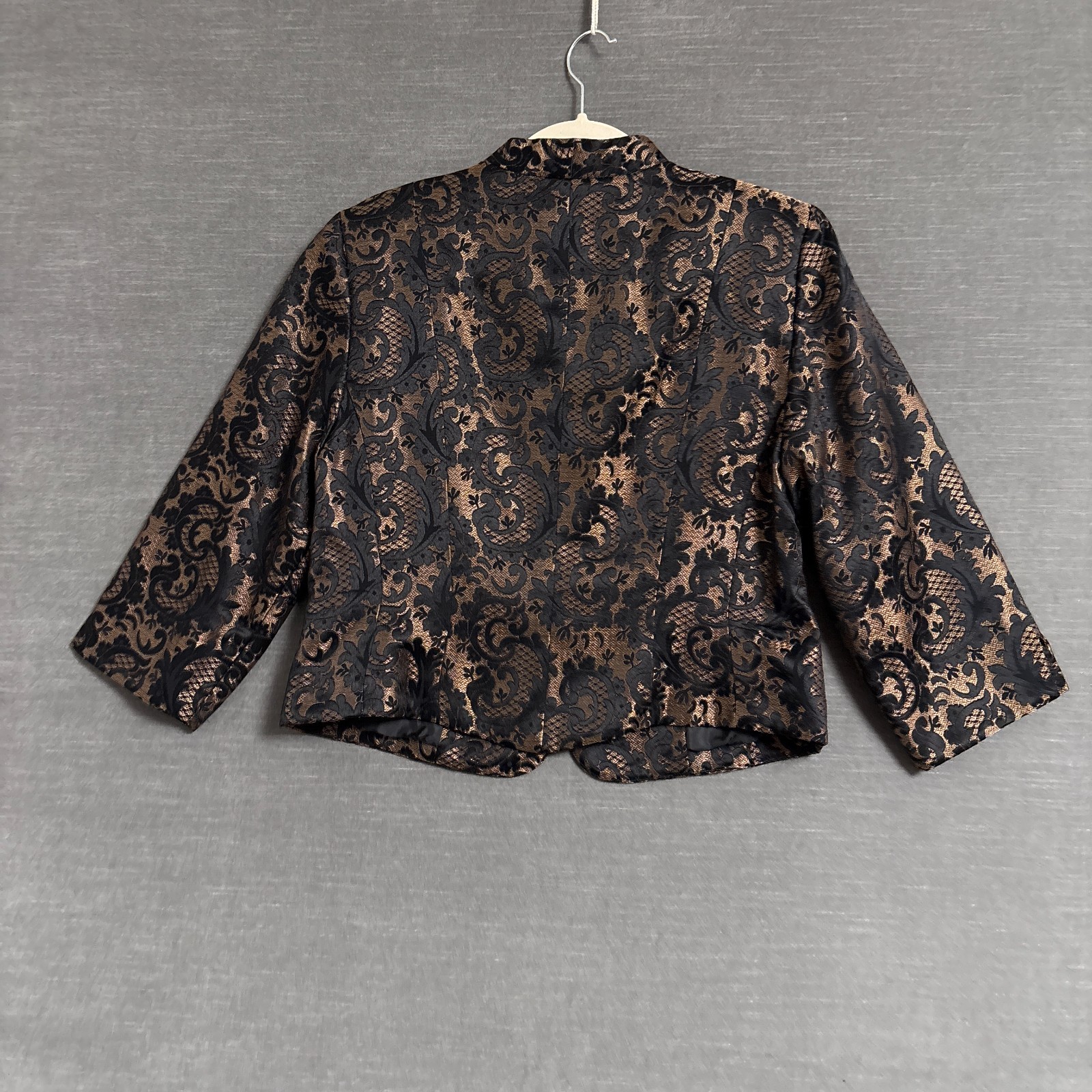 Jessic Howard Jacket 12 Petite Gold Black Floral Cocktail Evening Formal Bolero